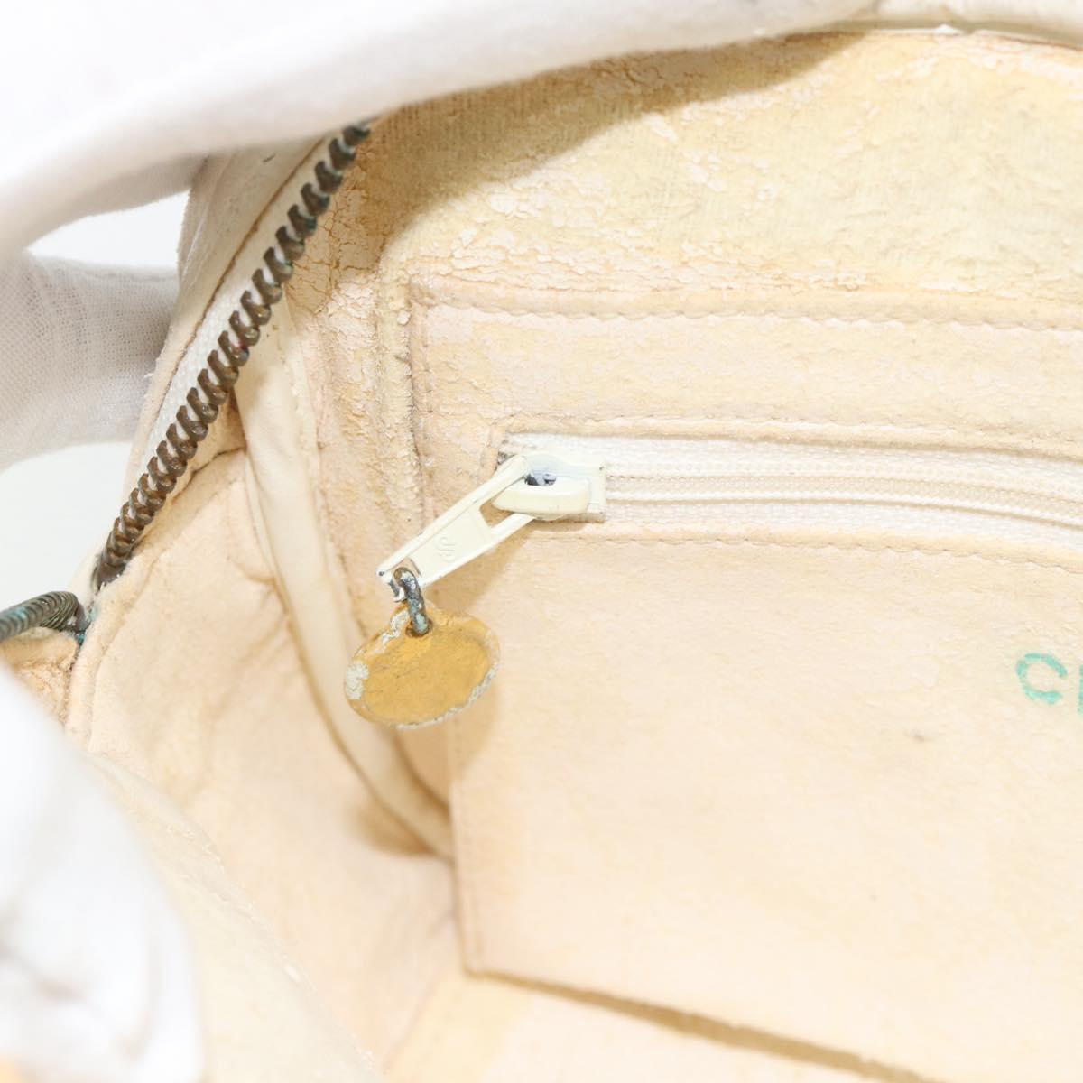 CHANEL Matelasse Chain Shoulder Bag Lamb Skin White Gold CC Auth bs28144