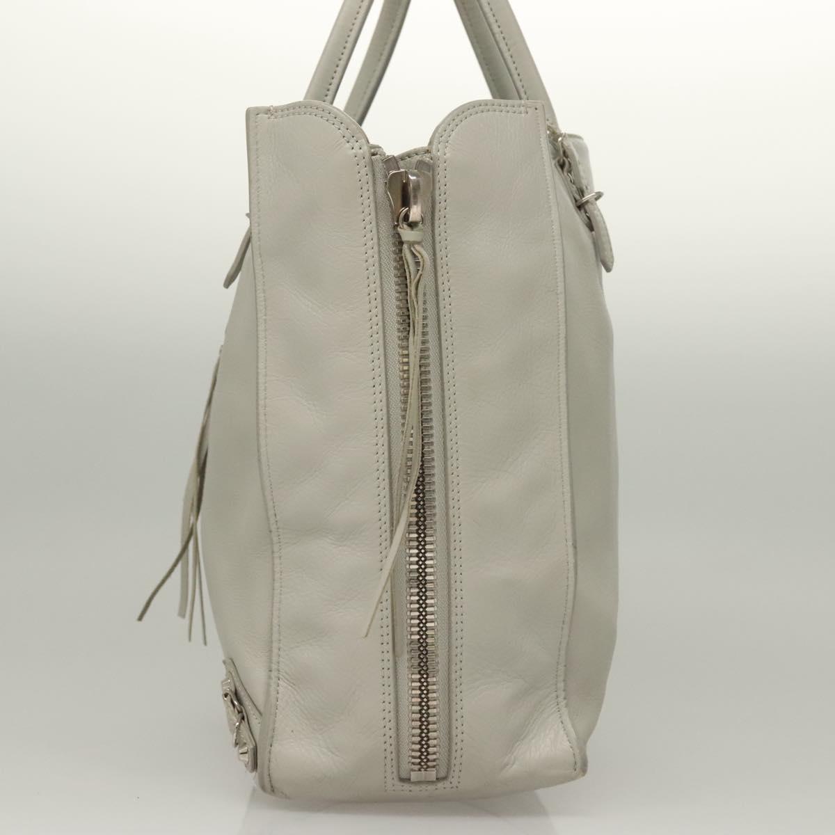 BALENCIAGA The Paper Hand Bag Leather 2way Gray Silver Auth bs28150