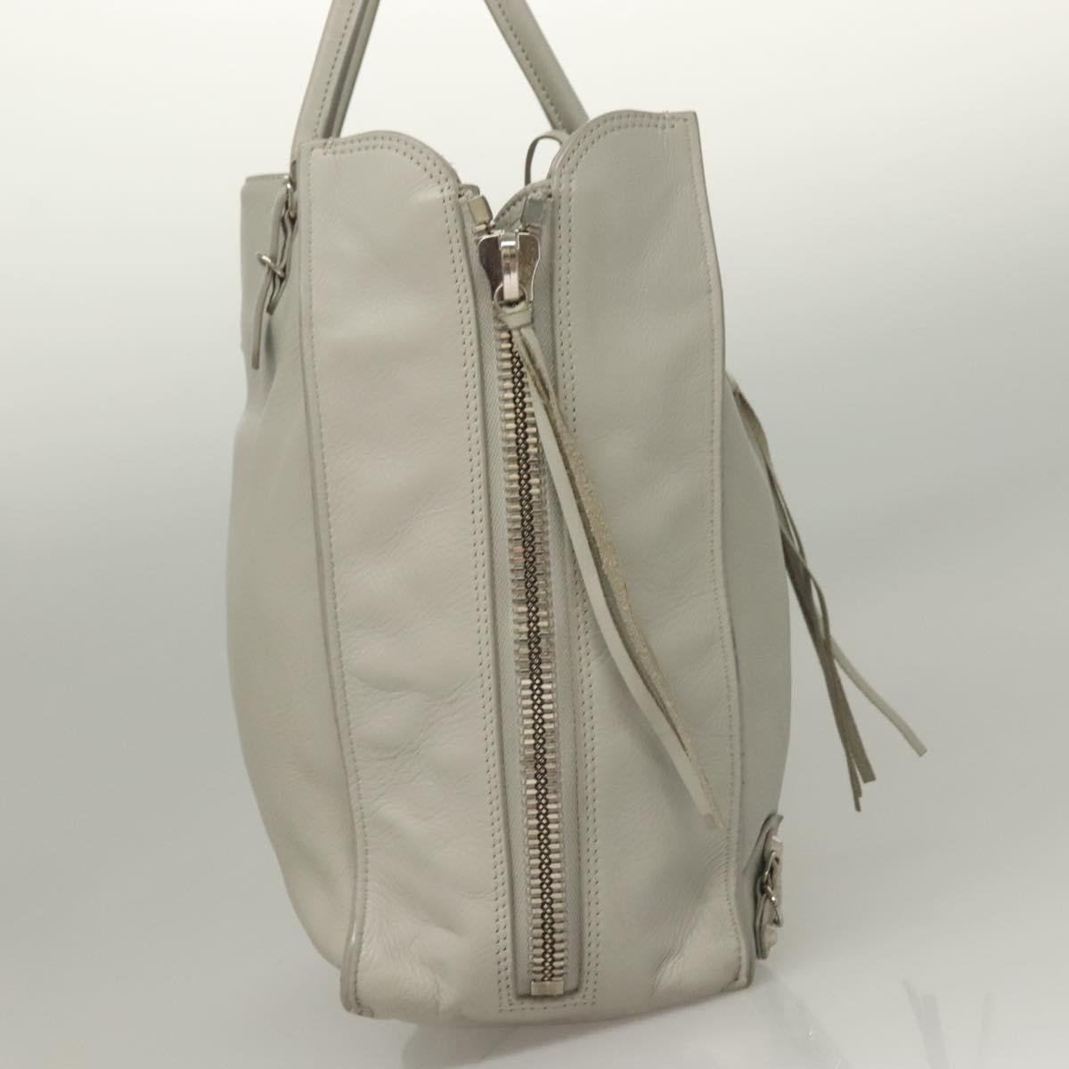 BALENCIAGA The Paper Hand Bag Leather 2way Gray Silver Auth bs28150