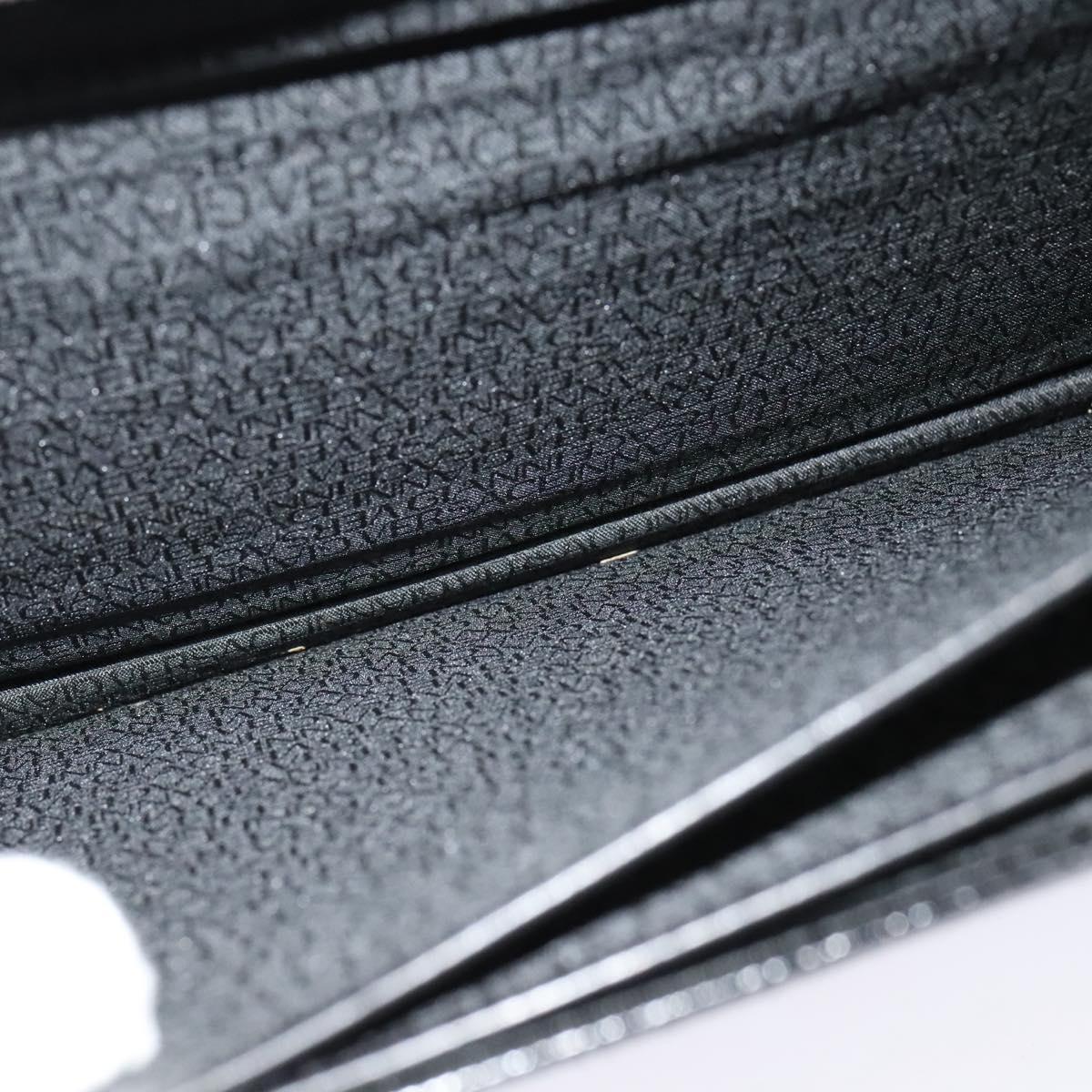 Gianni Versace Business Bag Leather Black Silver Auth bs28153