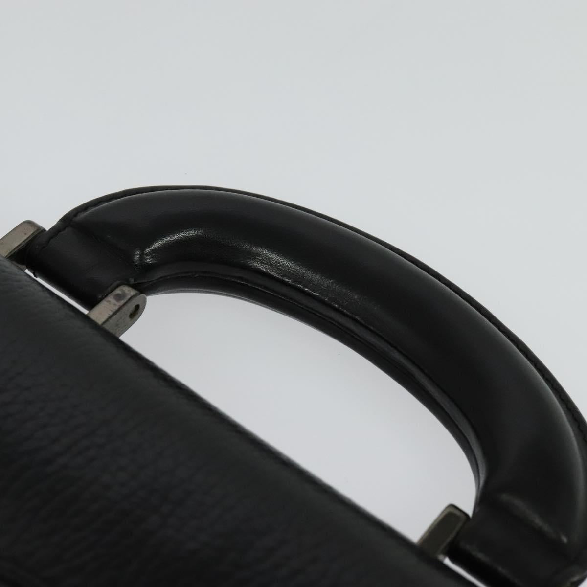 Gianni Versace Business Bag Leather Black Silver Auth bs28153