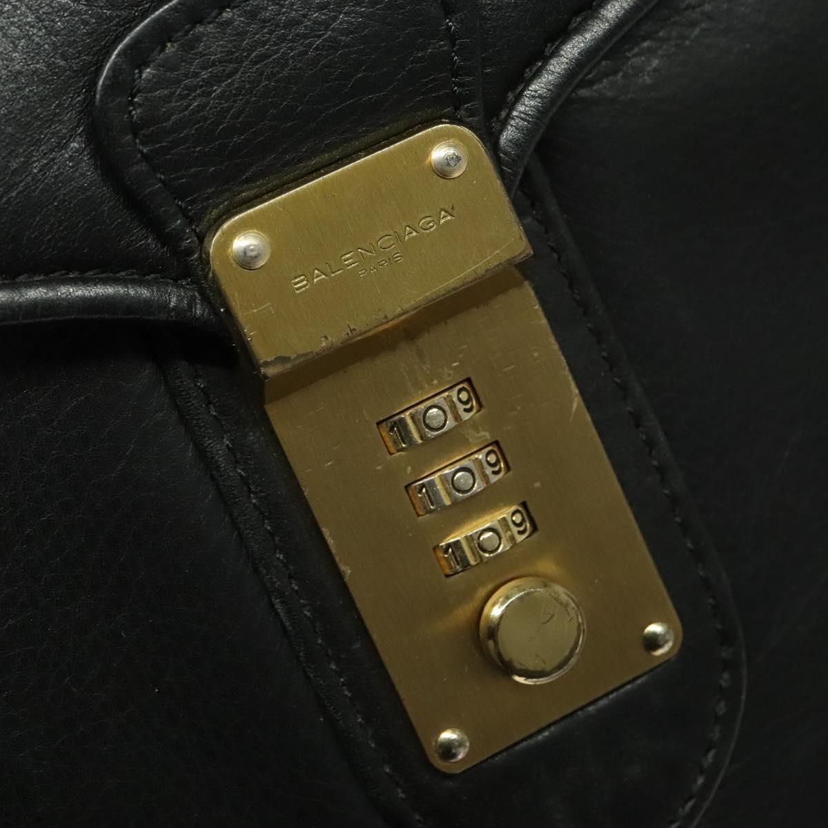 BALENCIAGA Business Bag Leather Black Gold Auth bs28157
