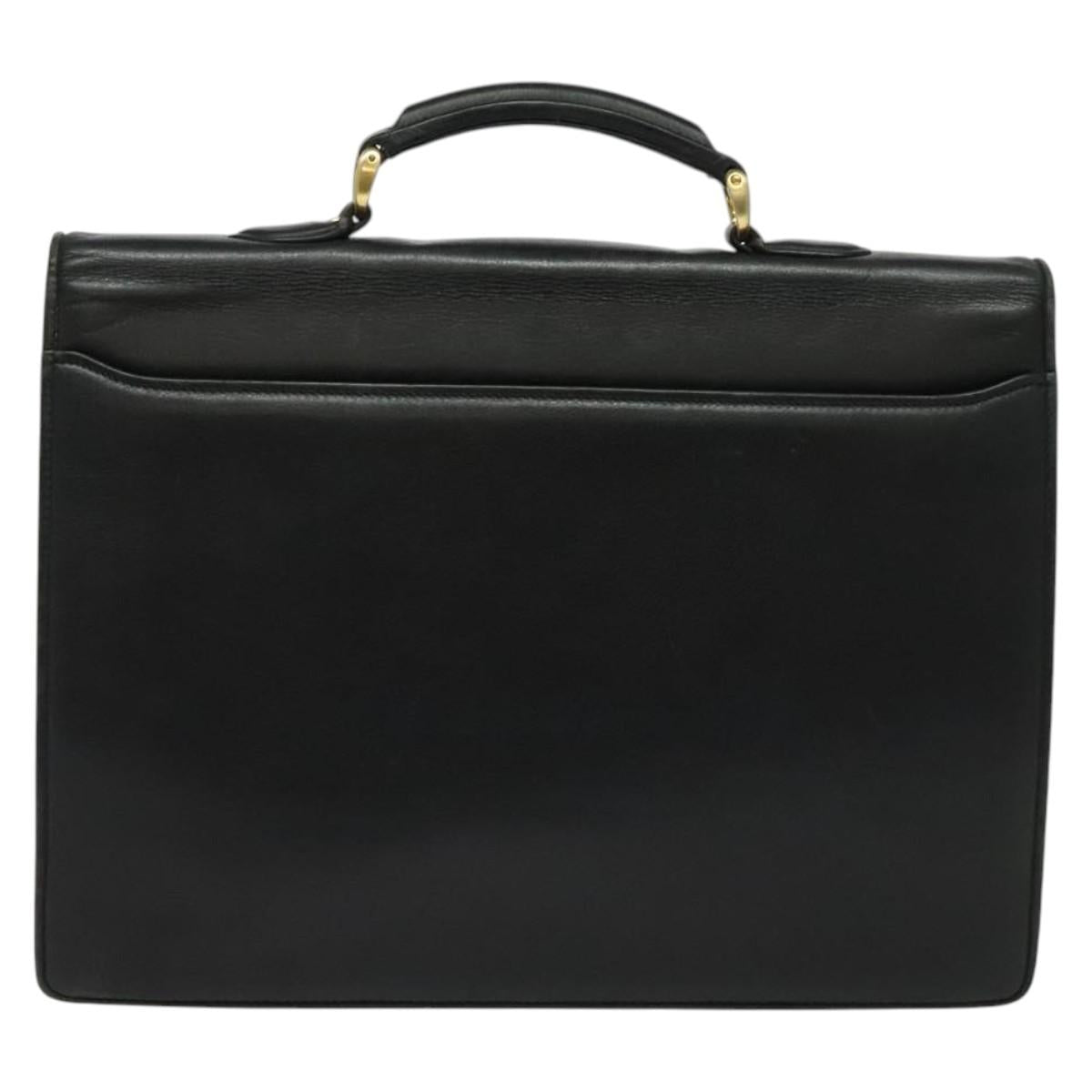 BALENCIAGA Business Bag Leather Black Gold Auth bs28157
