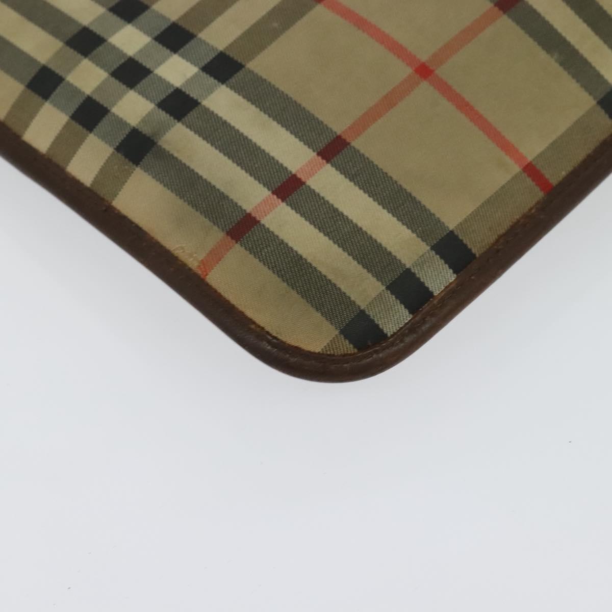 Burberrys Nova Check Clutch Bag Canvas Beige Auth bs28158