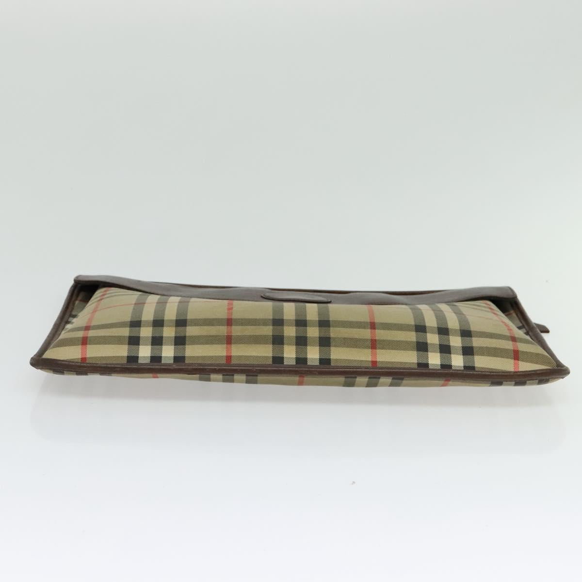 Burberrys Nova Check Clutch Bag Canvas Beige Auth bs28158