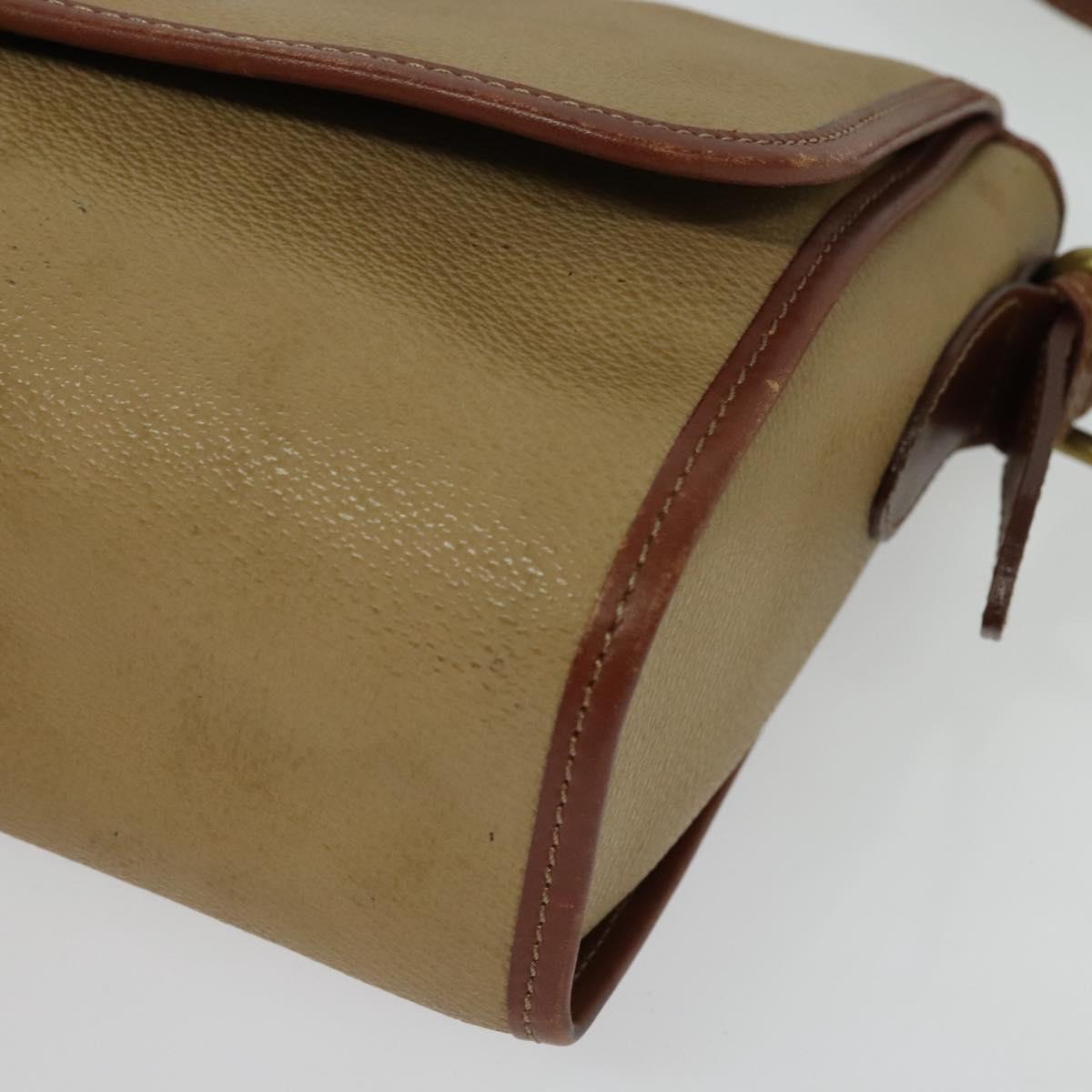 Burberrys Shoulder Bag PVC Canvas Beige Gold Auth bs28159