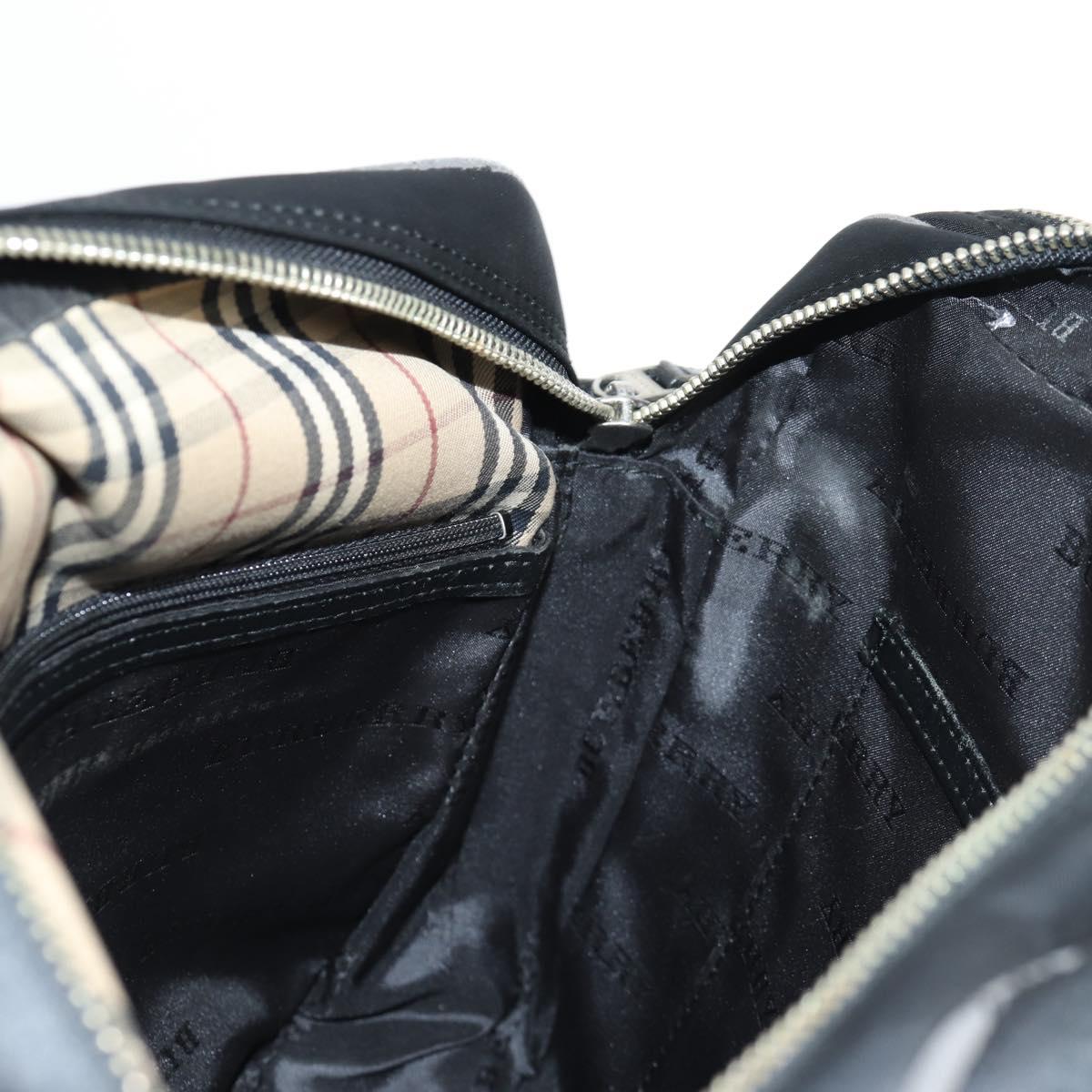 BURBERRY Shoulder Bag Nylon Black Silver Auth bs28161