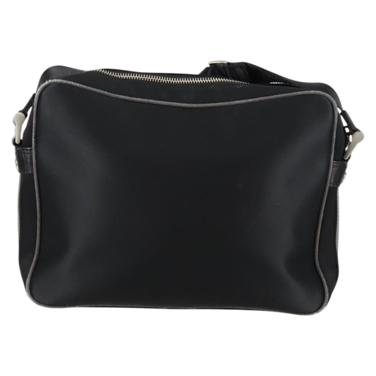 BURBERRY Shoulder Bag Nylon Black Silver Auth bs28161