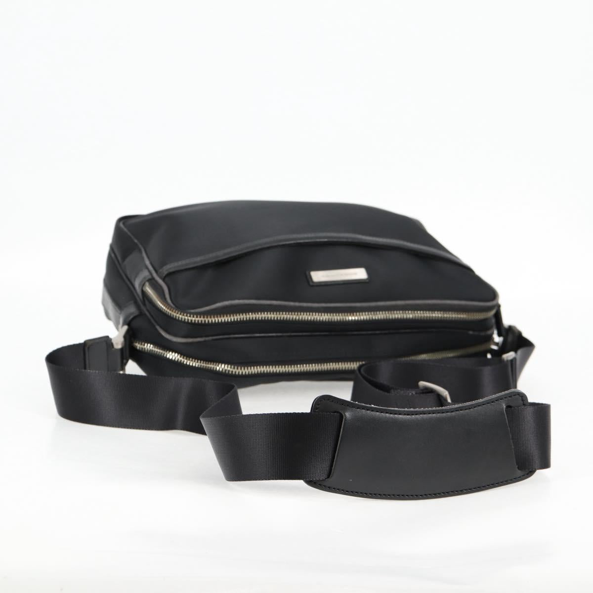 BURBERRY Shoulder Bag Nylon Black Silver Auth bs28161