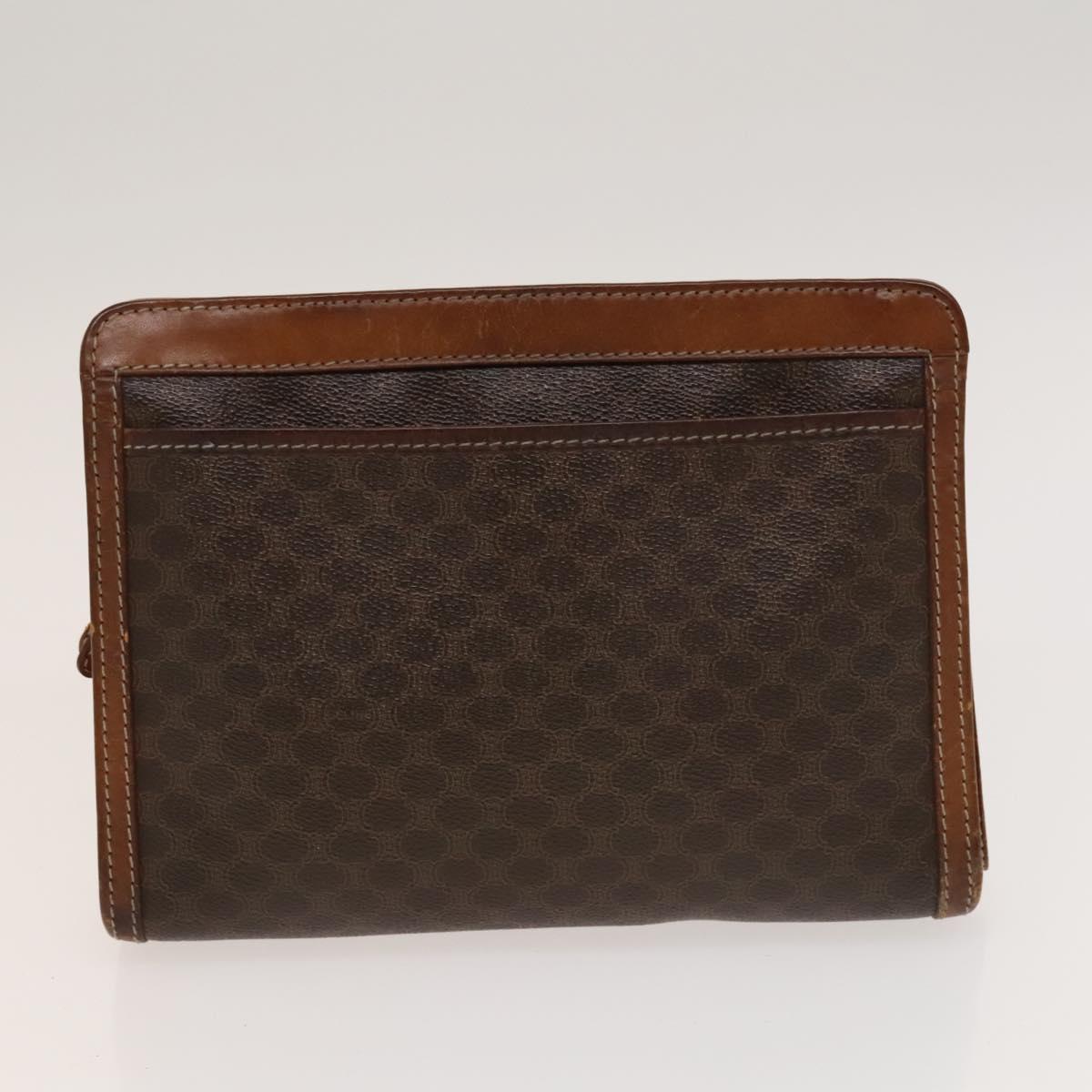 CELINE Macadam Canvas Clutch Bag PVC 3Set Brown Beige Navy Auth bs28179