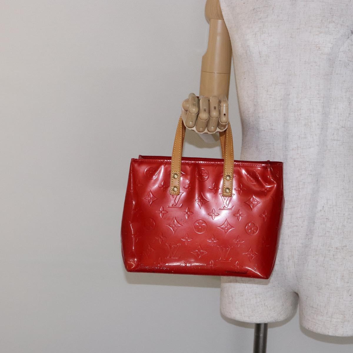 LOUIS VUITTON Monogram Vernis Reade PM Hand Bag Red Rouge M91088 LV Auth bs28207