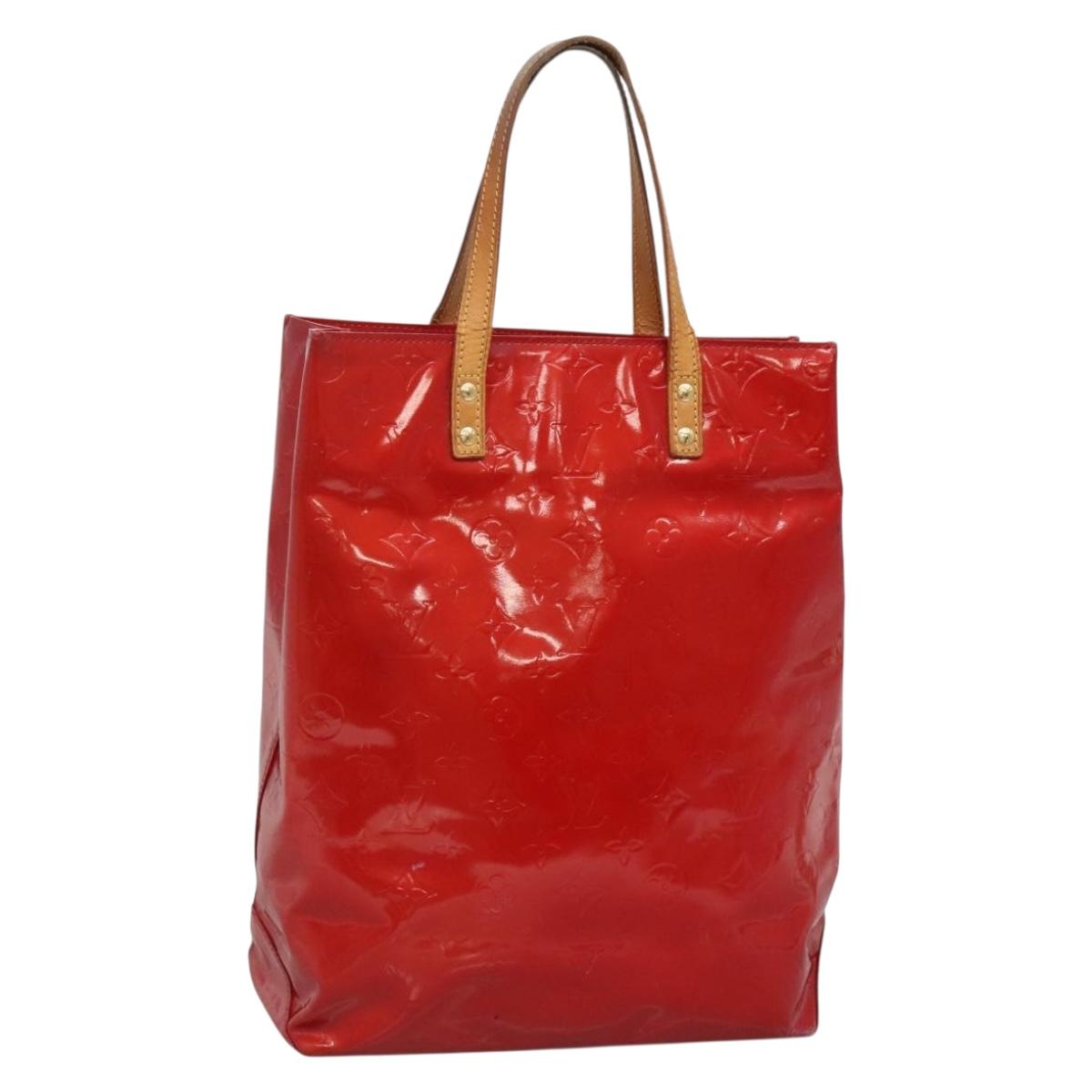LOUIS VUITTON Monogram Vernis Reade MM Hand Bag Red Rouge M91086 LV Auth bs28208