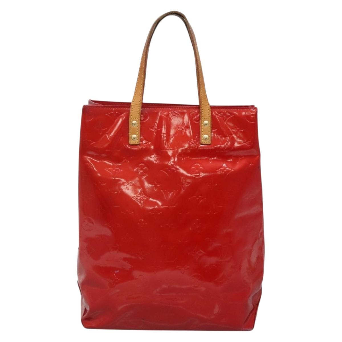 LOUIS VUITTON Monogram Vernis Reade MM Hand Bag Red Rouge M91086 LV Auth bs28208