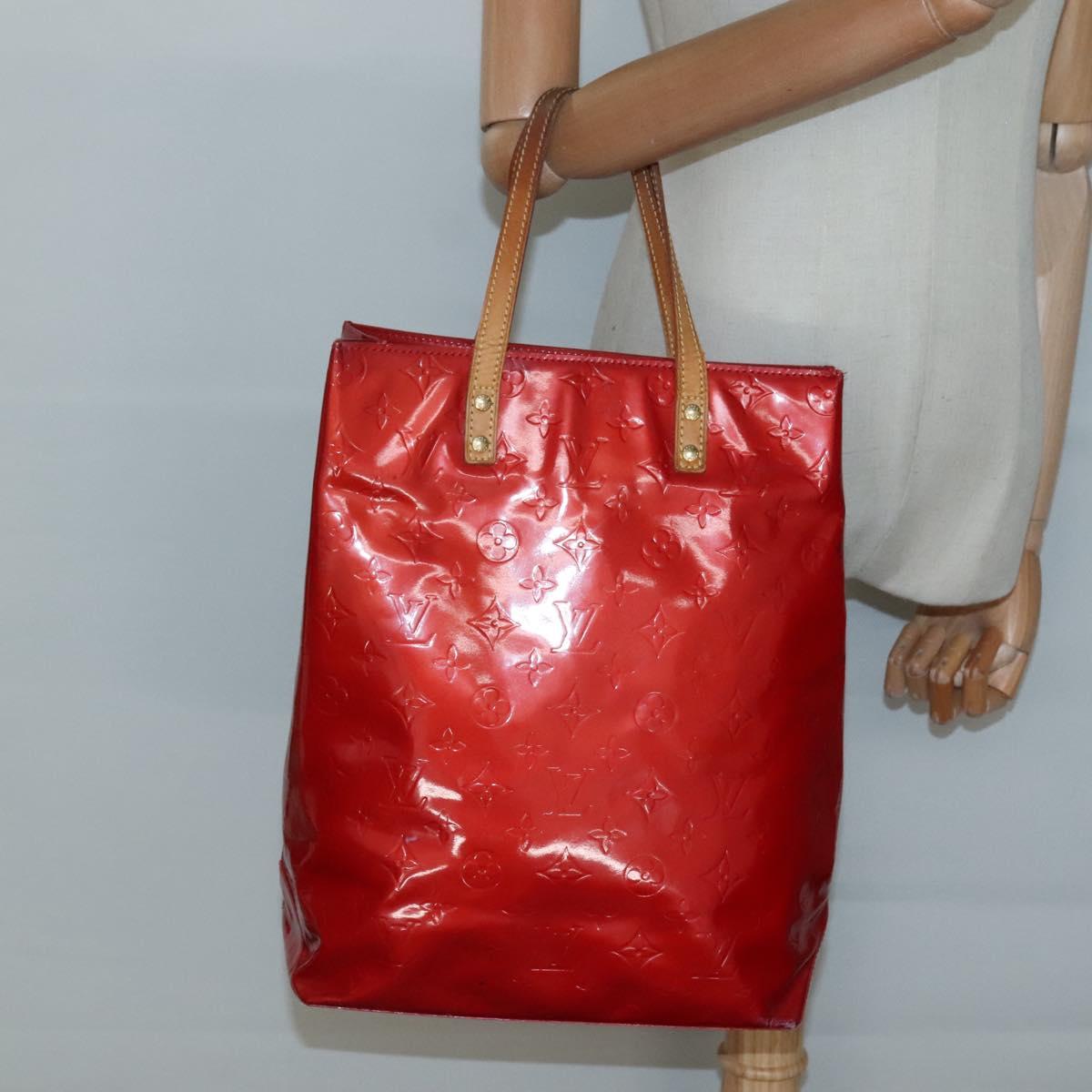 LOUIS VUITTON Monogram Vernis Reade MM Hand Bag Red Rouge M91086 LV Auth bs28208