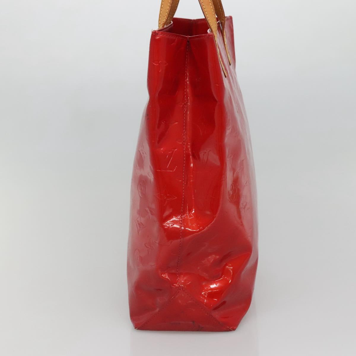 LOUIS VUITTON Monogram Vernis Reade MM Hand Bag Red Rouge M91086 LV Auth bs28208
