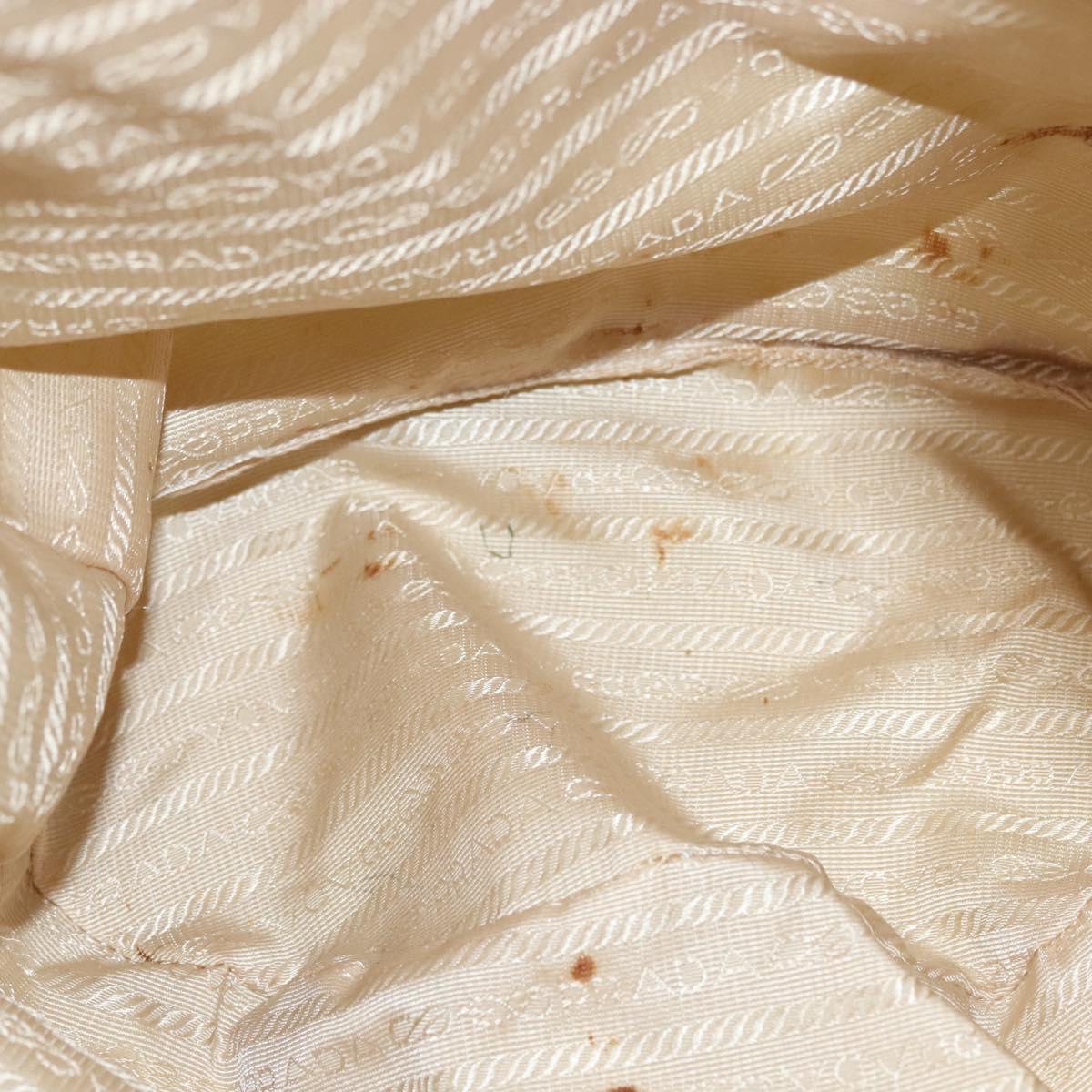 PRADA Backpack Nylon Beige Silver Auth bs28213