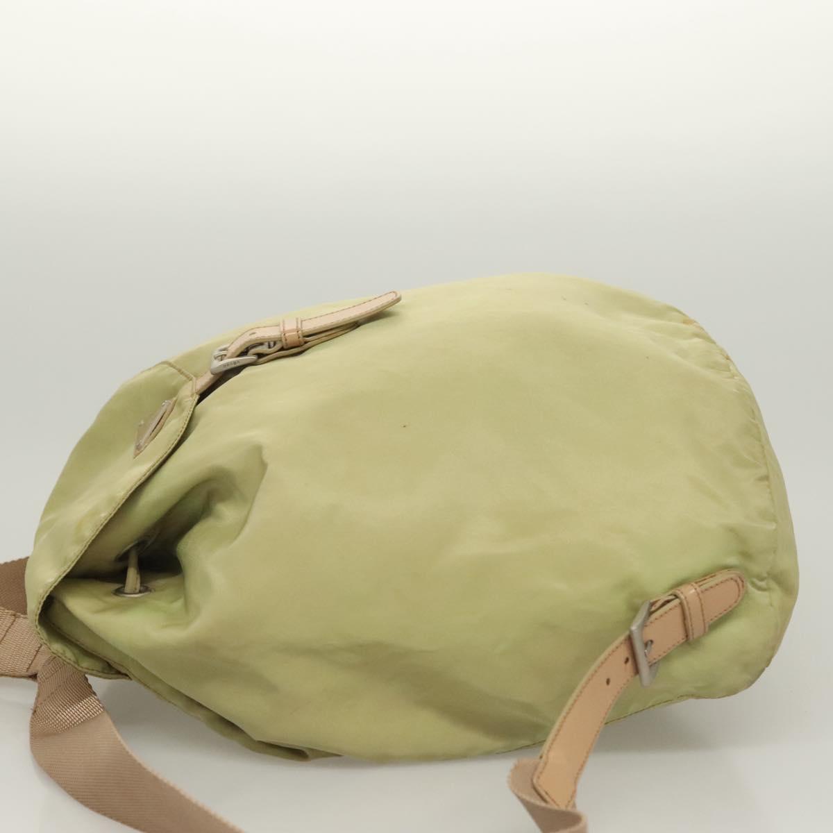 PRADA Backpack Nylon Beige Silver Auth bs28213