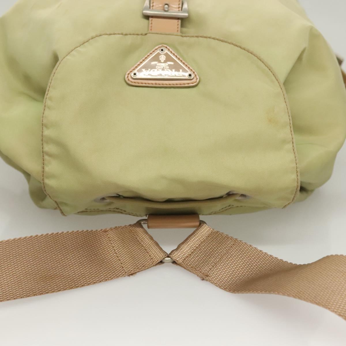 PRADA Backpack Nylon Beige Silver Auth bs28213
