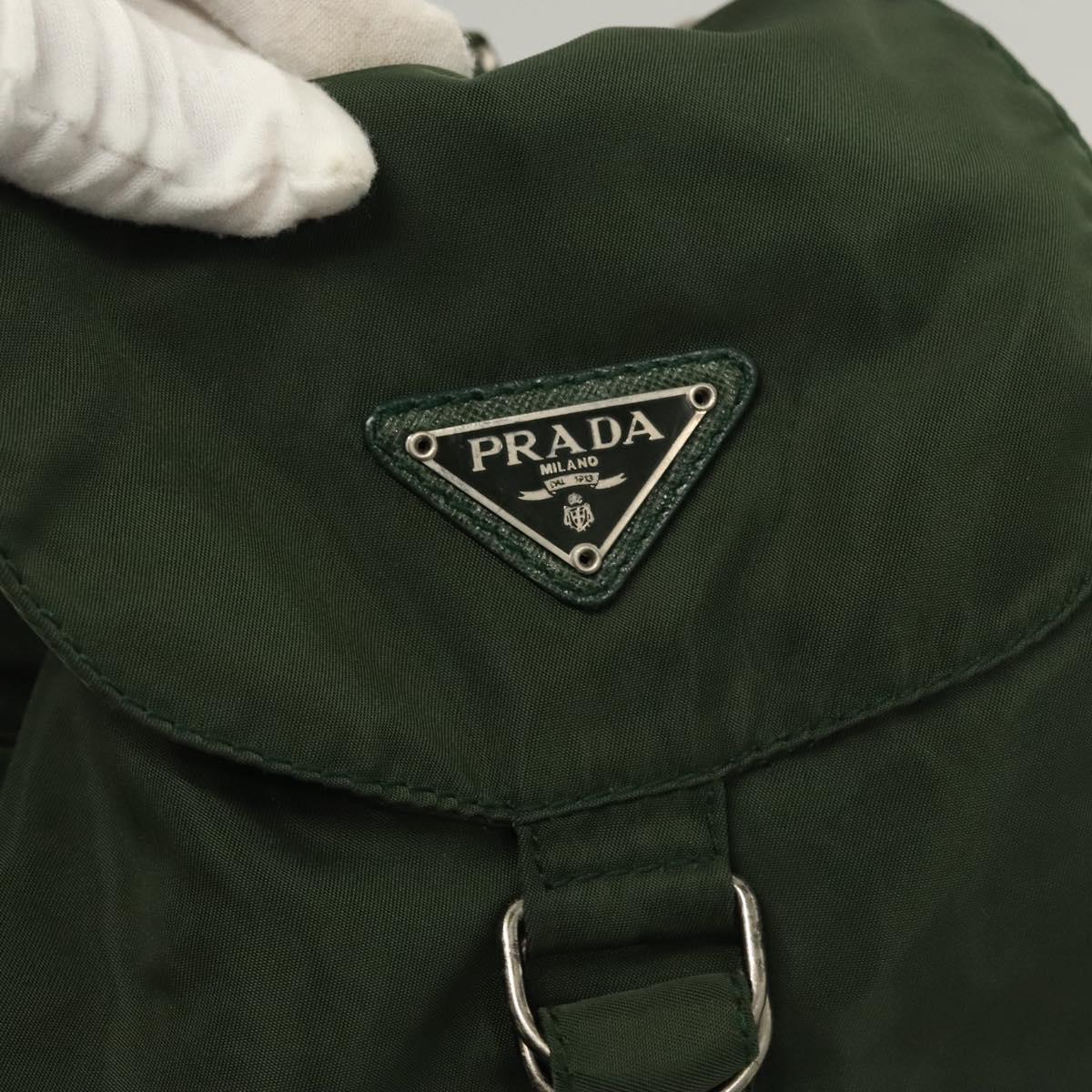 PRADA Backpack Nylon Khaki Silver Auth bs28214