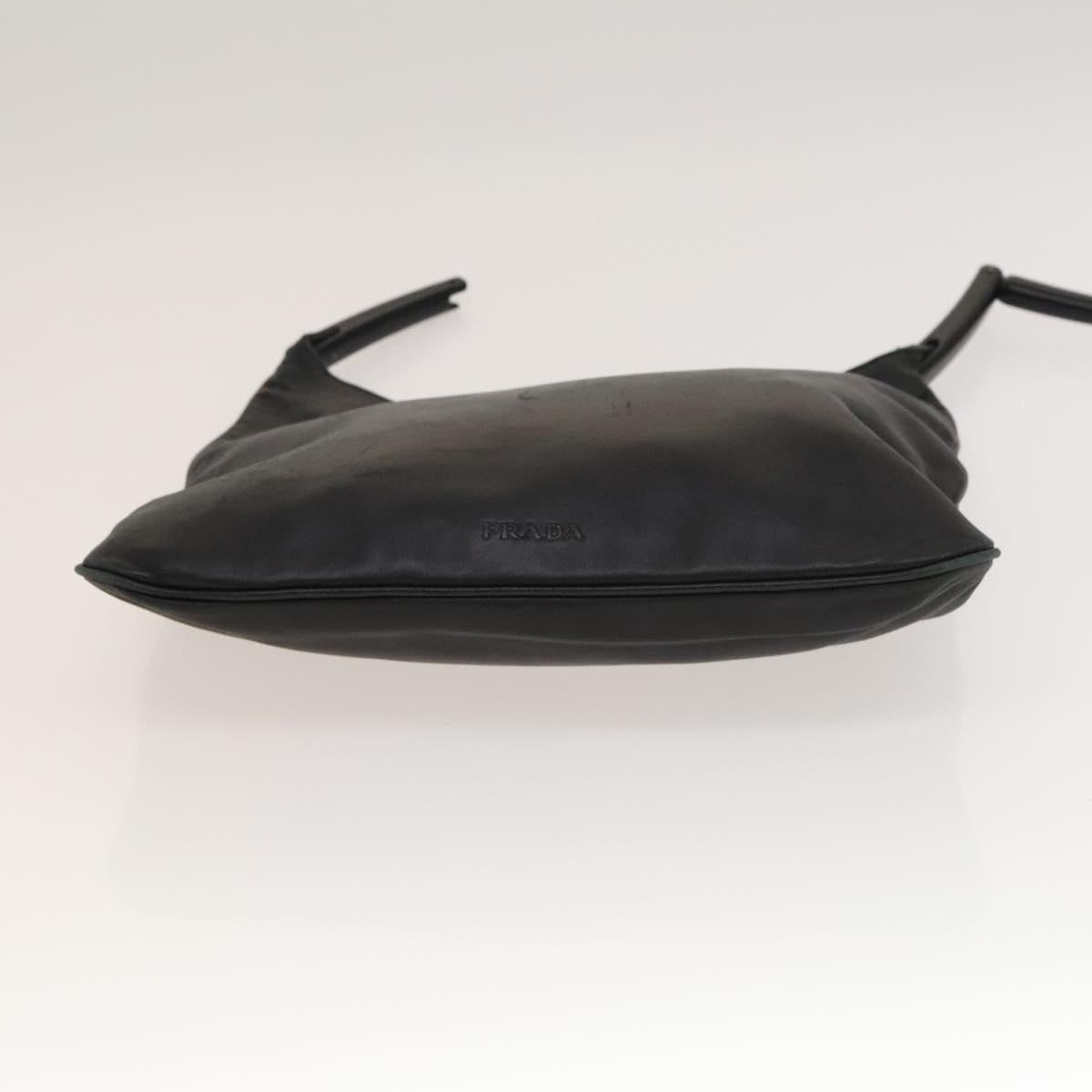 PRADA Hand Bag Leather Nylon 2Set Black Beige Silver Auth bs28219