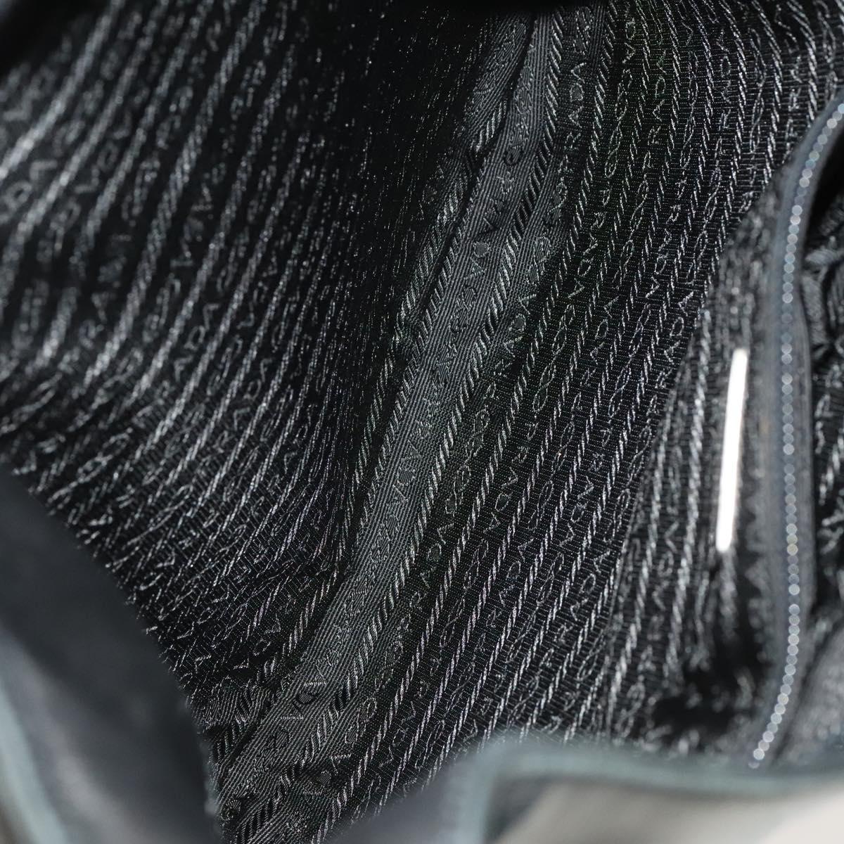 PRADA Hand Bag Leather Nylon 2Set Black Beige Silver Auth bs28219