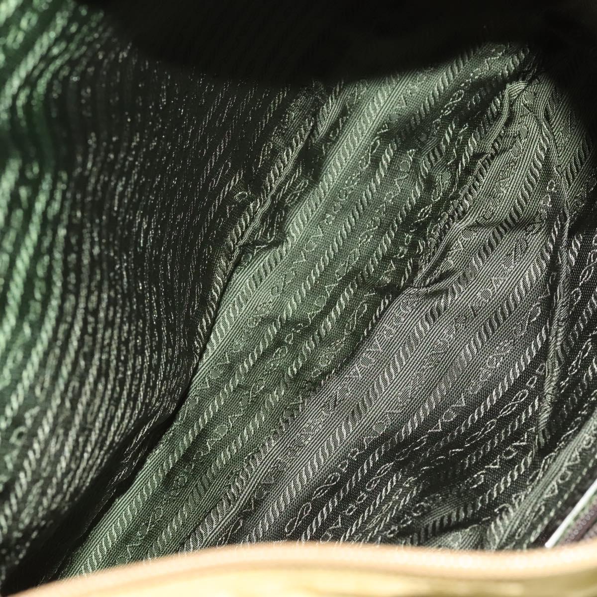 PRADA Hand Bag Leather Nylon 2Set Black Beige Silver Auth bs28219