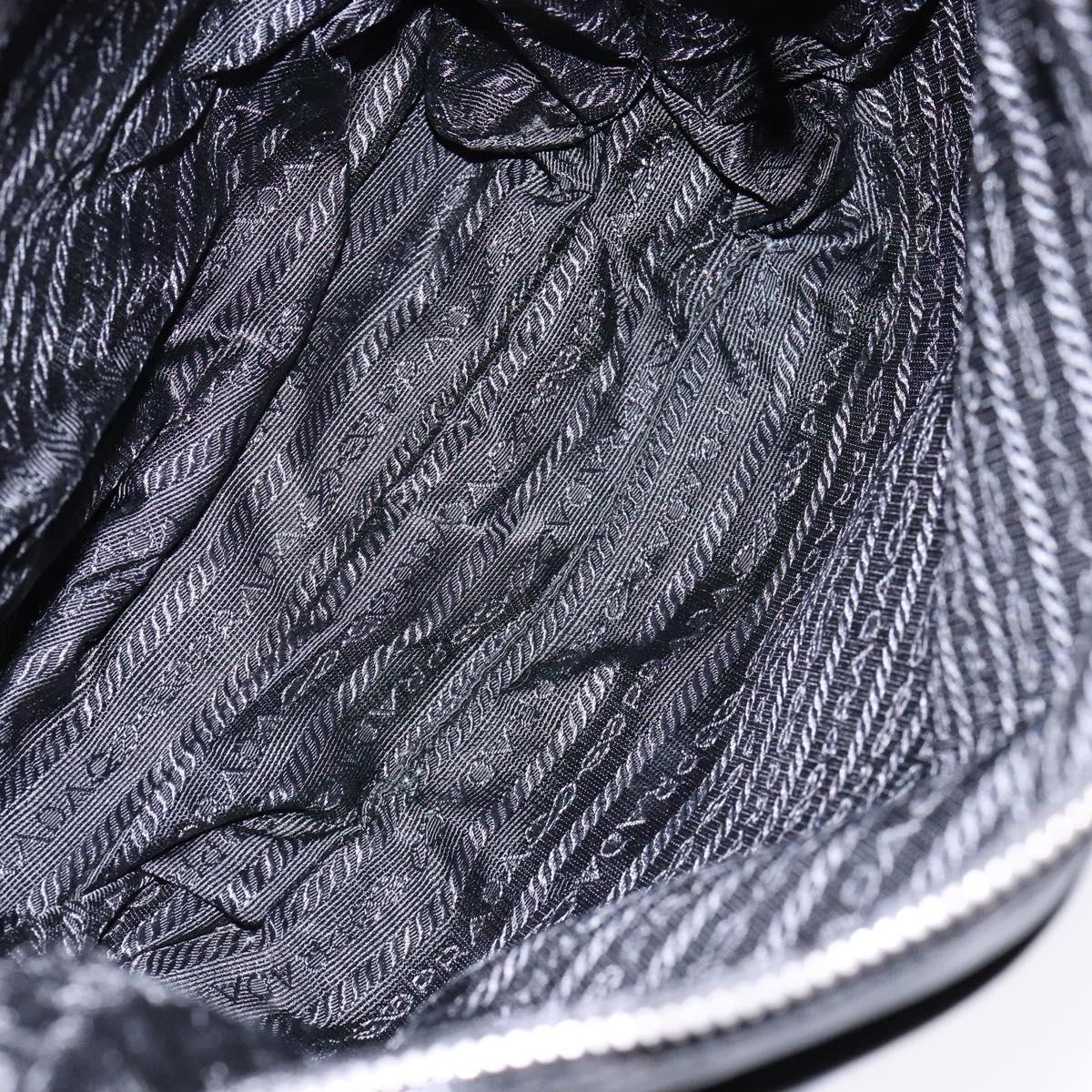 PRADA Shoulder Bag Nylon Leather Black Silver Auth bs28220