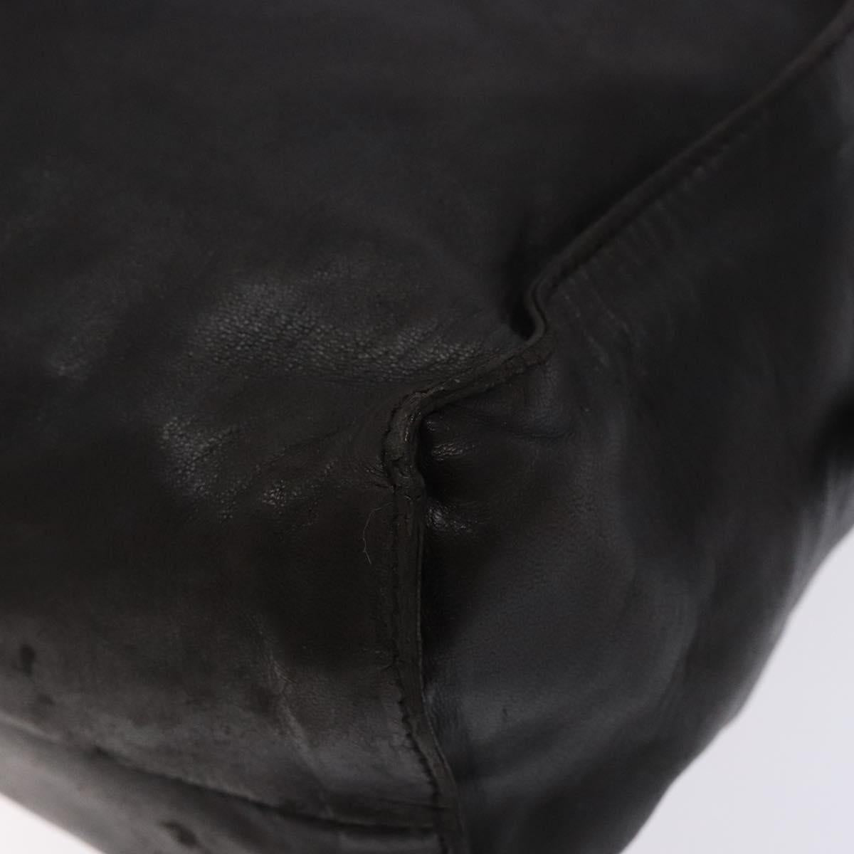 PRADA Shoulder Bag Leather Black Silver Auth bs28222