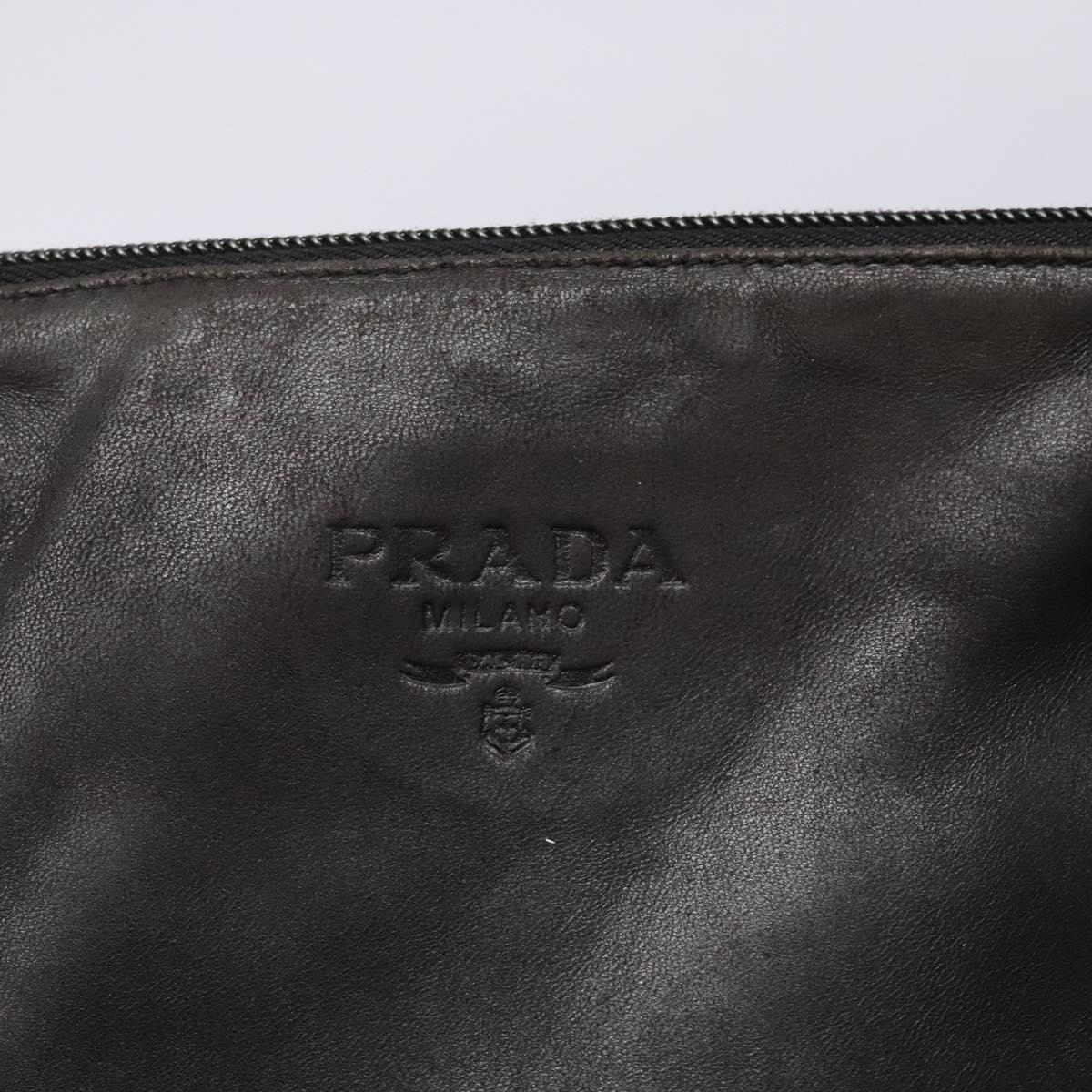 PRADA Shoulder Bag Leather Black Silver Auth bs28222