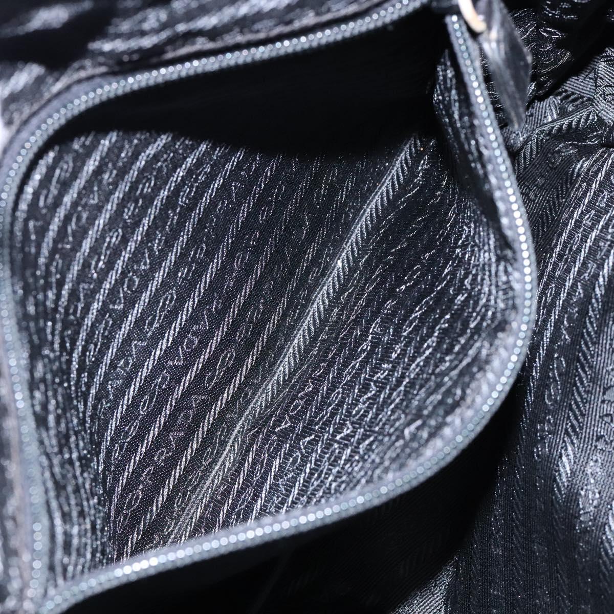 PRADA Shoulder Bag Leather Black Silver Auth bs28222