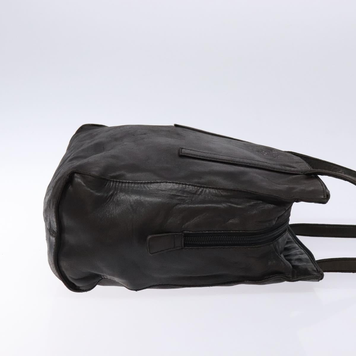 PRADA Shoulder Bag Leather Black Silver Auth bs28222