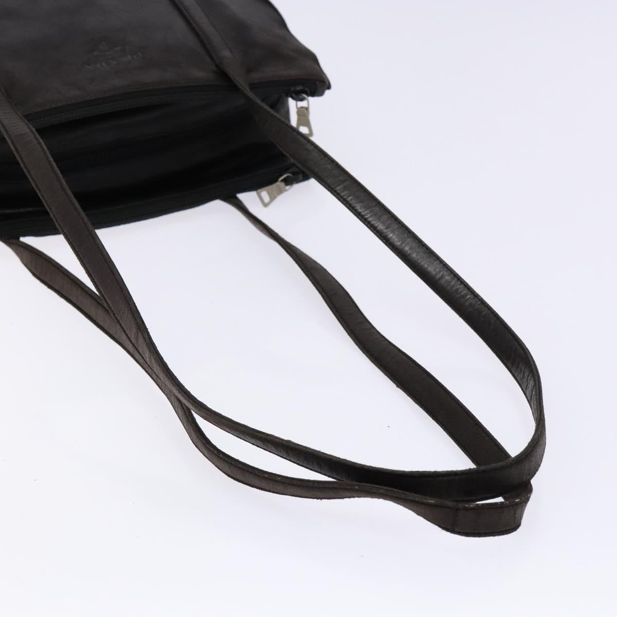 PRADA Shoulder Bag Leather Black Silver Auth bs28222