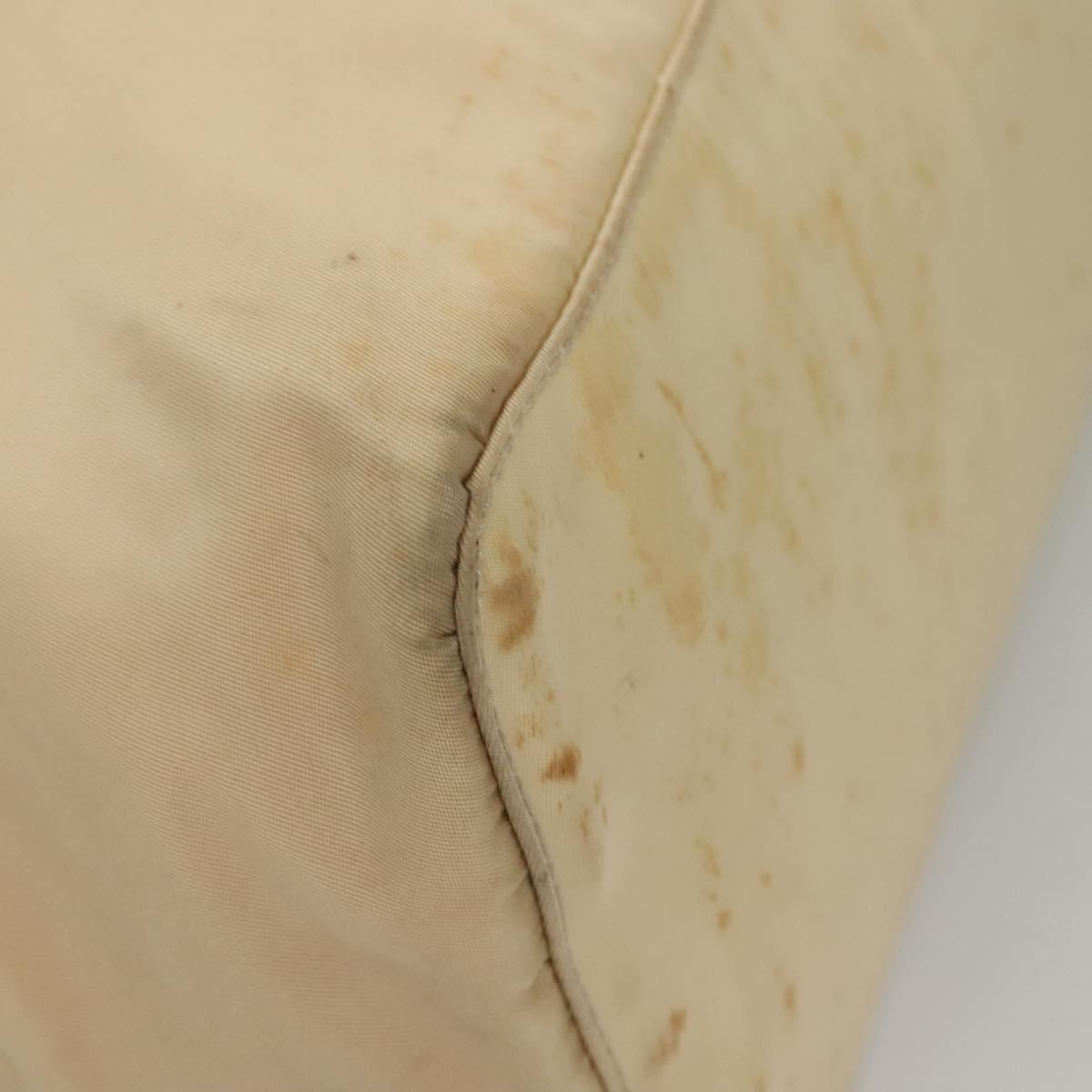 PRADA Hand Bag Nylon Beige Silver Auth bs28225