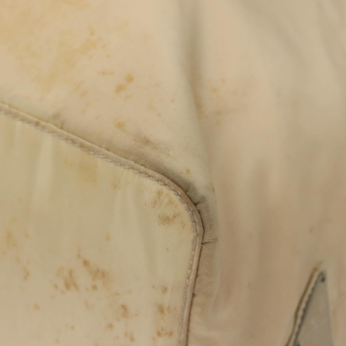 PRADA Hand Bag Nylon Beige Silver Auth bs28225