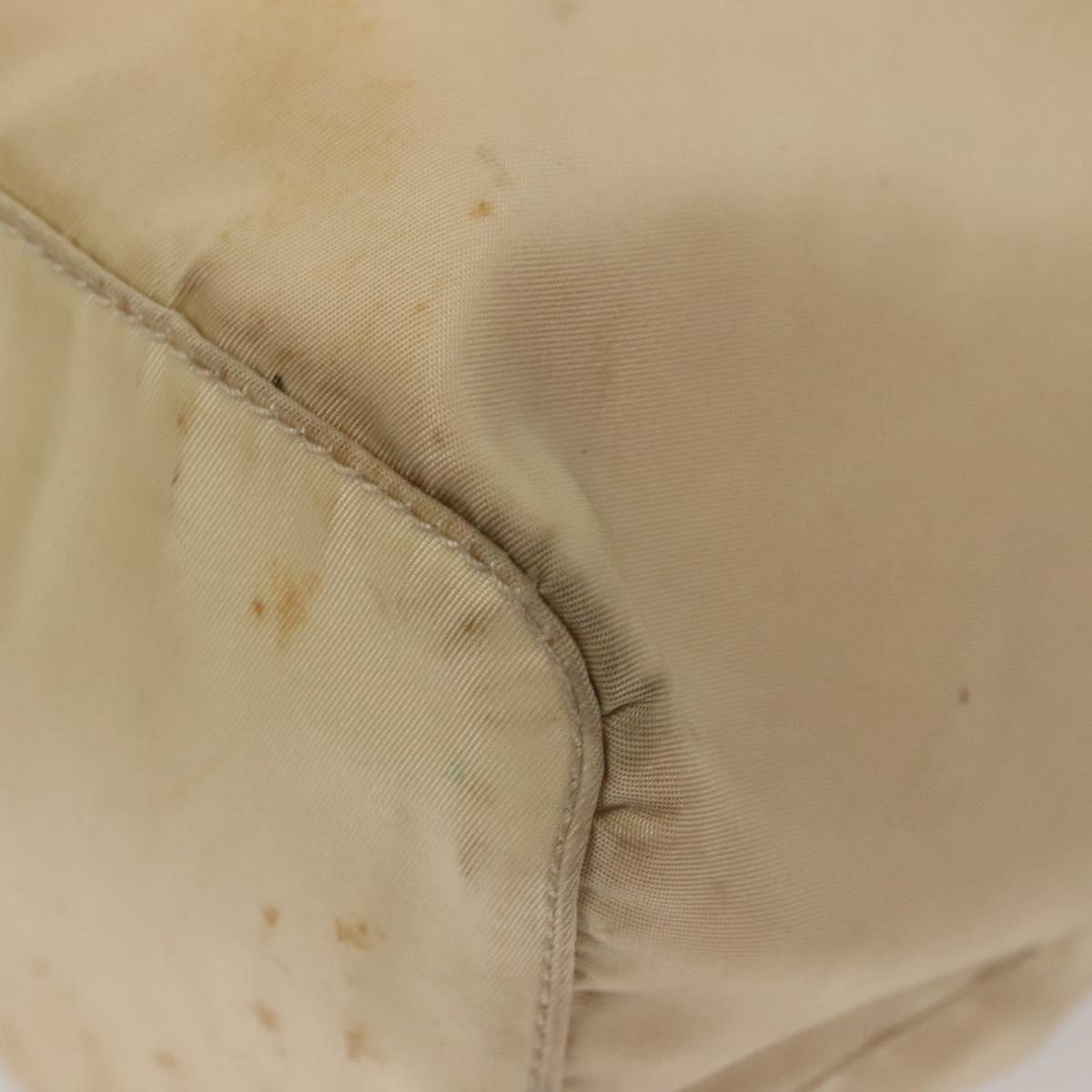 PRADA Hand Bag Nylon Beige Silver Auth bs28225