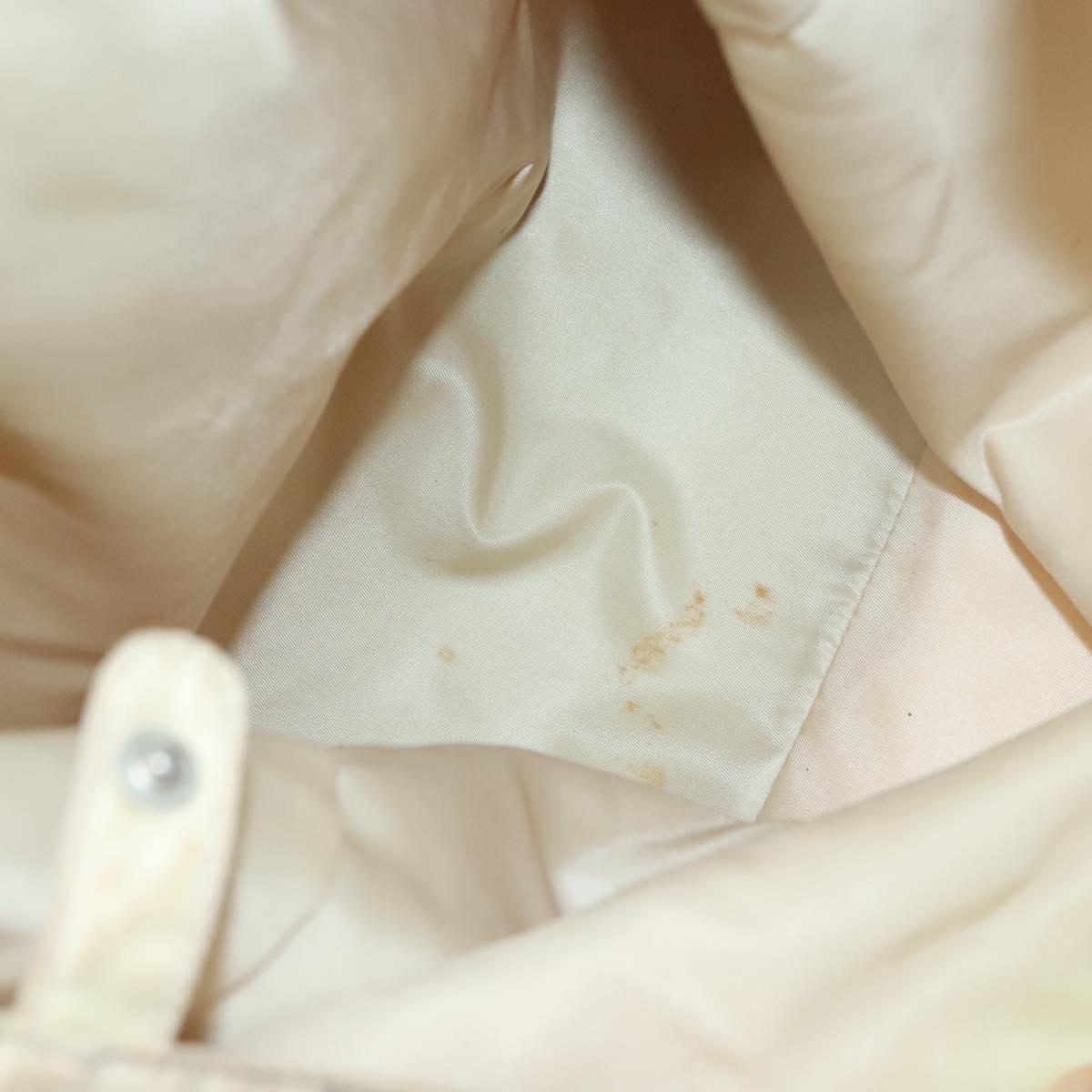 PRADA Hand Bag Nylon Beige Silver Auth bs28225