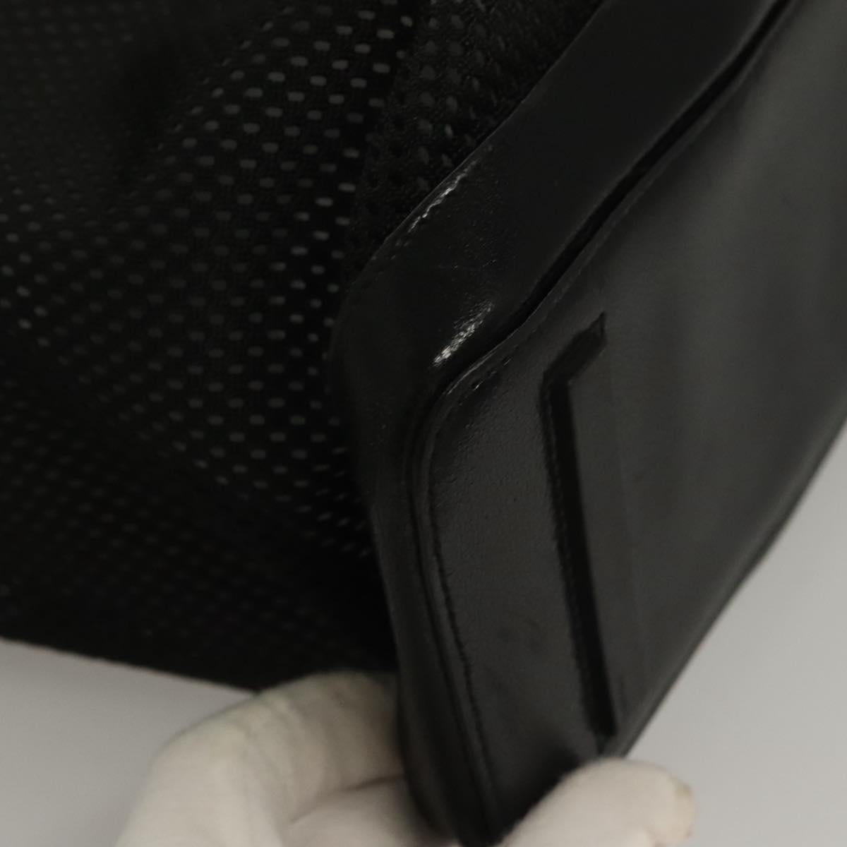 PRADA Tote Bag Nylon Black Silver Auth bs28227