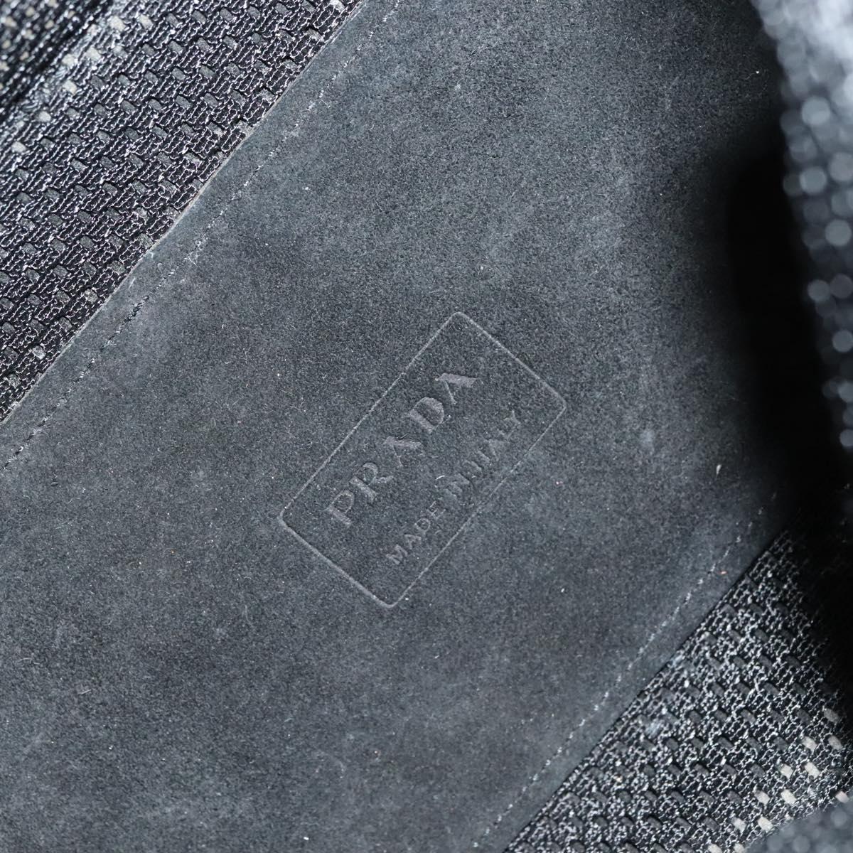 PRADA Tote Bag Nylon Black Silver Auth bs28227