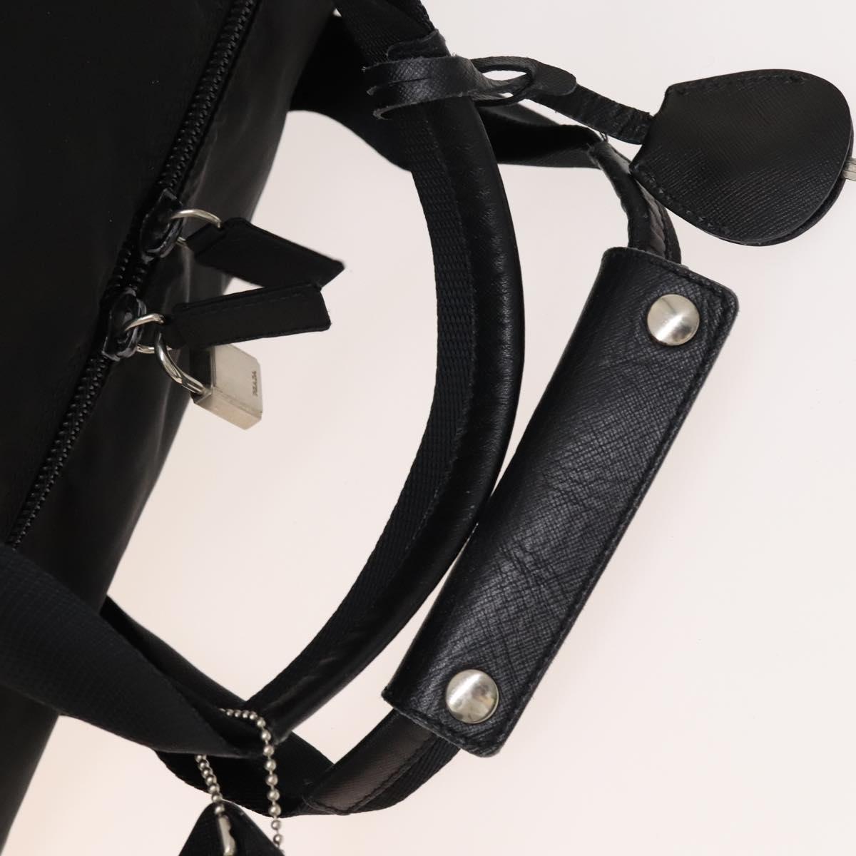PRADA Boston Bag Nylon 2way Black Silver Auth bs28231