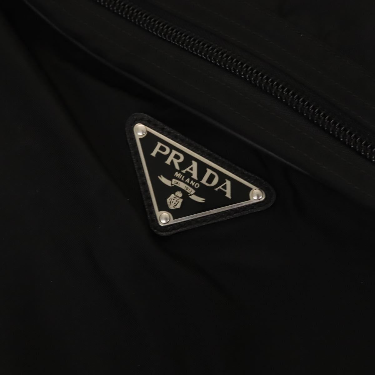 PRADA Garment Cover Nylon Black Silver Auth bs28232