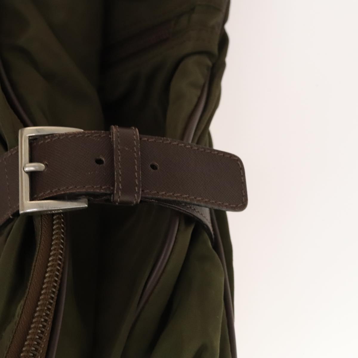 PRADA Garment Cover Nylon Khaki Silver Auth bs28233