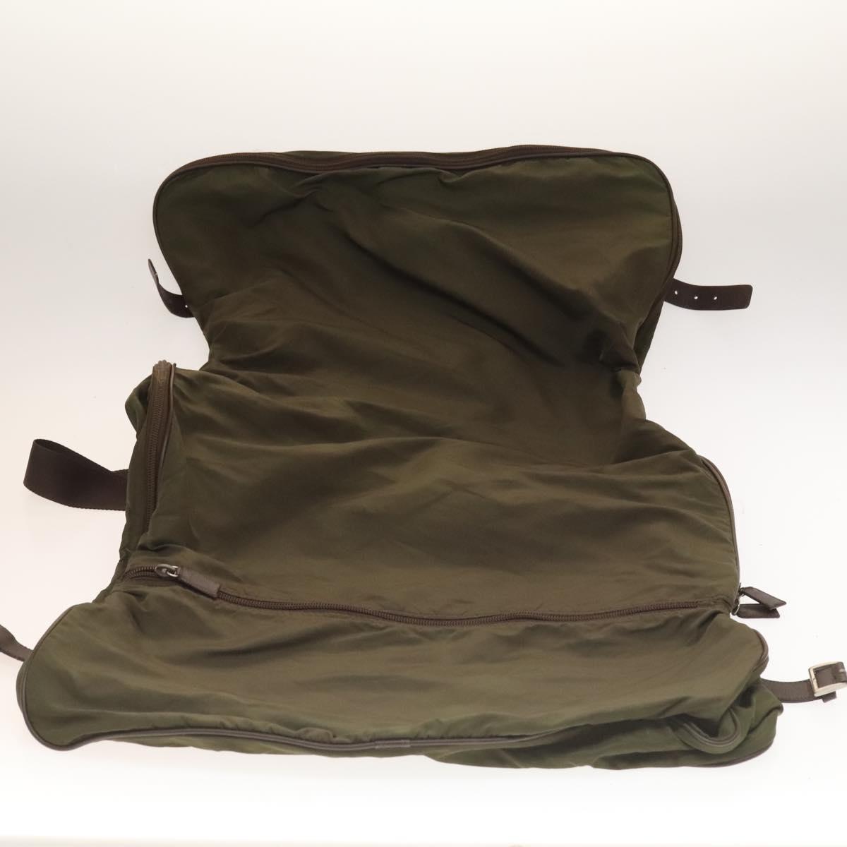 PRADA Garment Cover Nylon Khaki Silver Auth bs28233