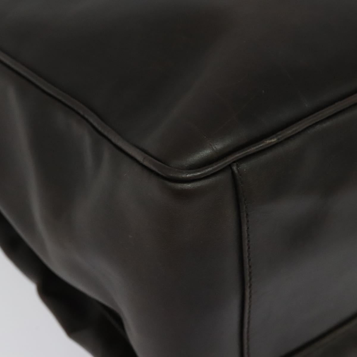 PRADA Business Bag Leather Brown Silver Auth bs28234