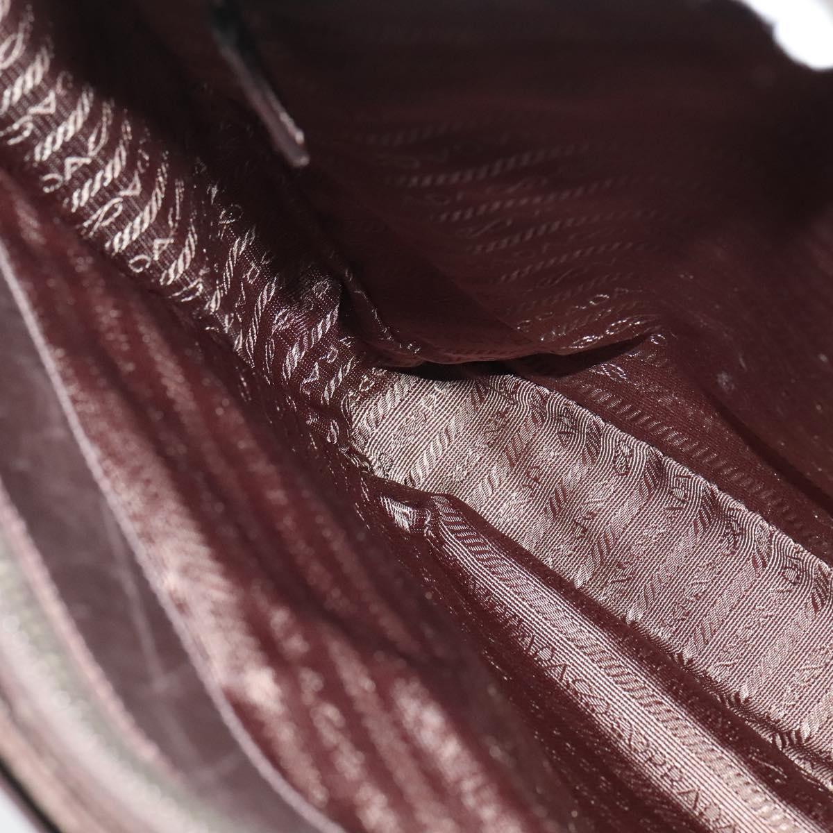 PRADA Business Bag Leather Brown Silver Auth bs28234