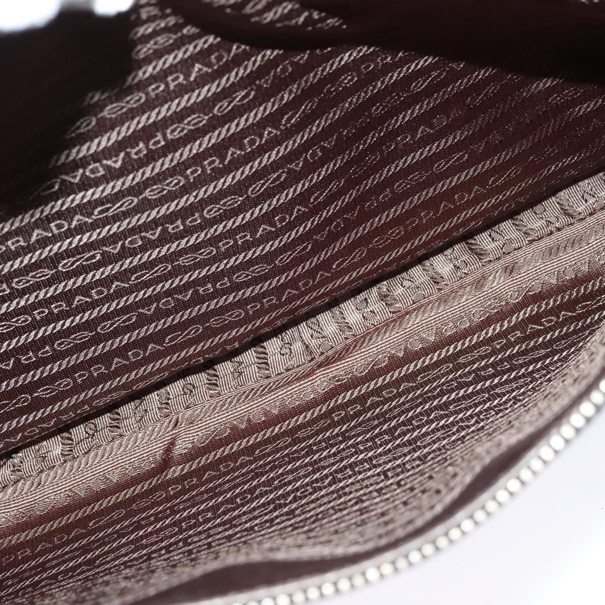 PRADA Business Bag Leather Brown Silver Auth bs28234