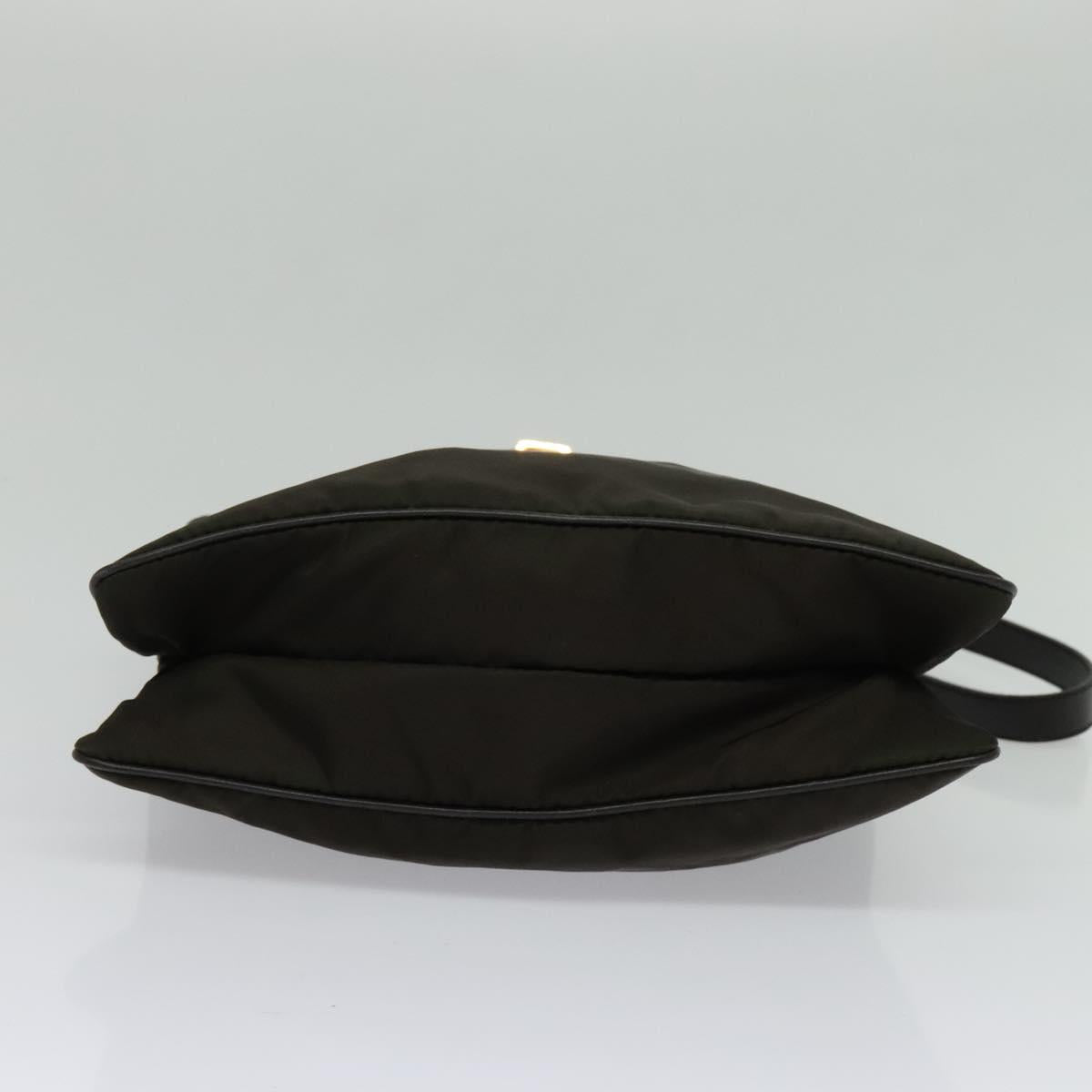 PRADA Shoulder Bag Nylon Khaki Gold Auth bs28237