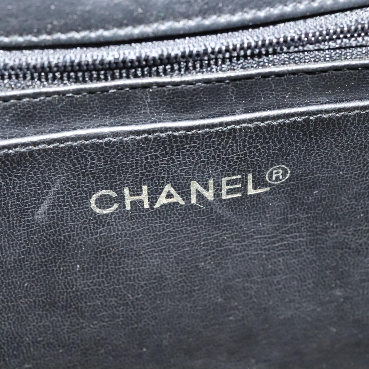 CHANEL Matelasse Chain Shoulder Bag Lamb Skin Black Gold CC Auth bs28257