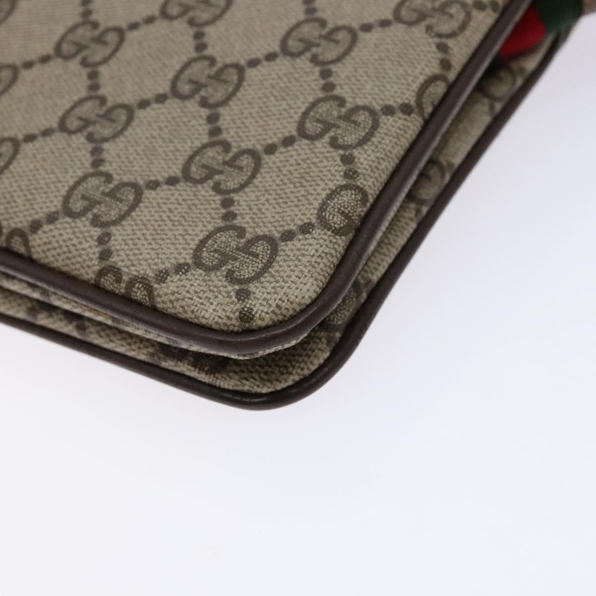 GUCCI GG Supreme Chain Clutch Bag PVC Beige Gold Auth bs28268