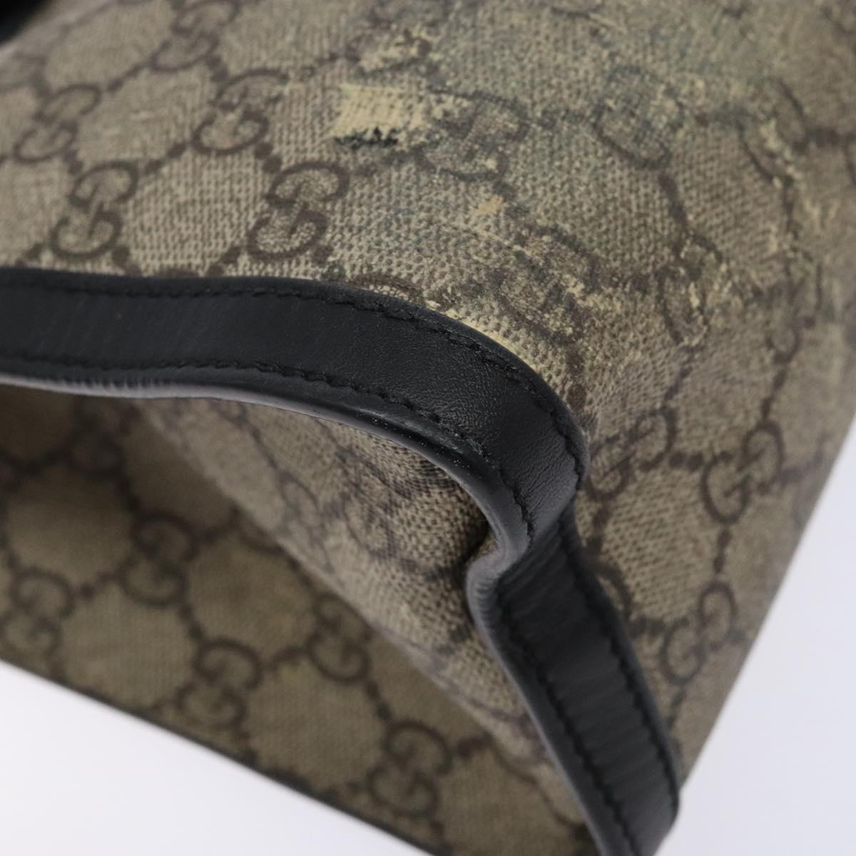 GUCCI GG Supreme Chain Shoulder Bag PVC Beige Gold 498156 Auth bs28269