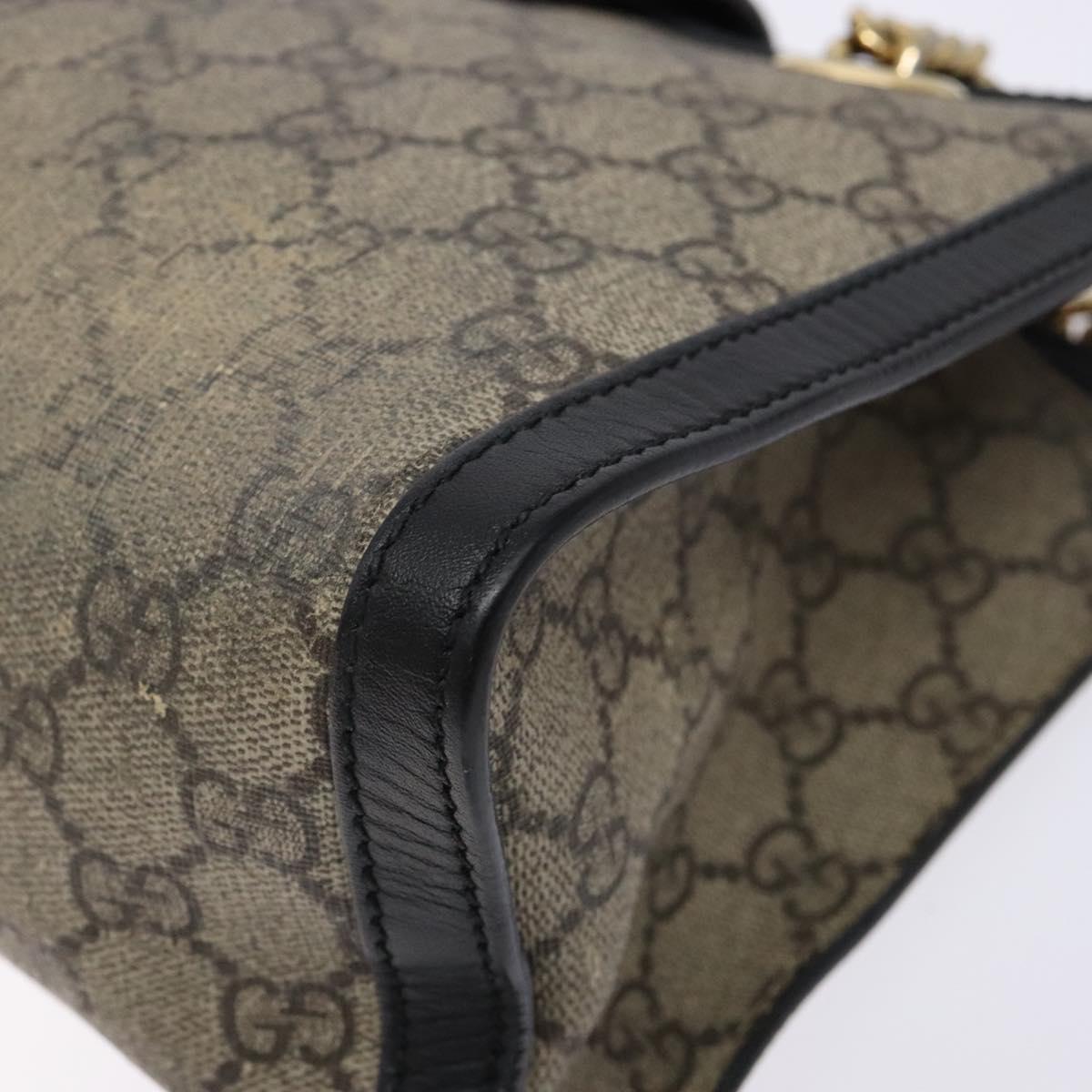 GUCCI GG Supreme Chain Shoulder Bag PVC Beige Gold 498156 Auth bs28269